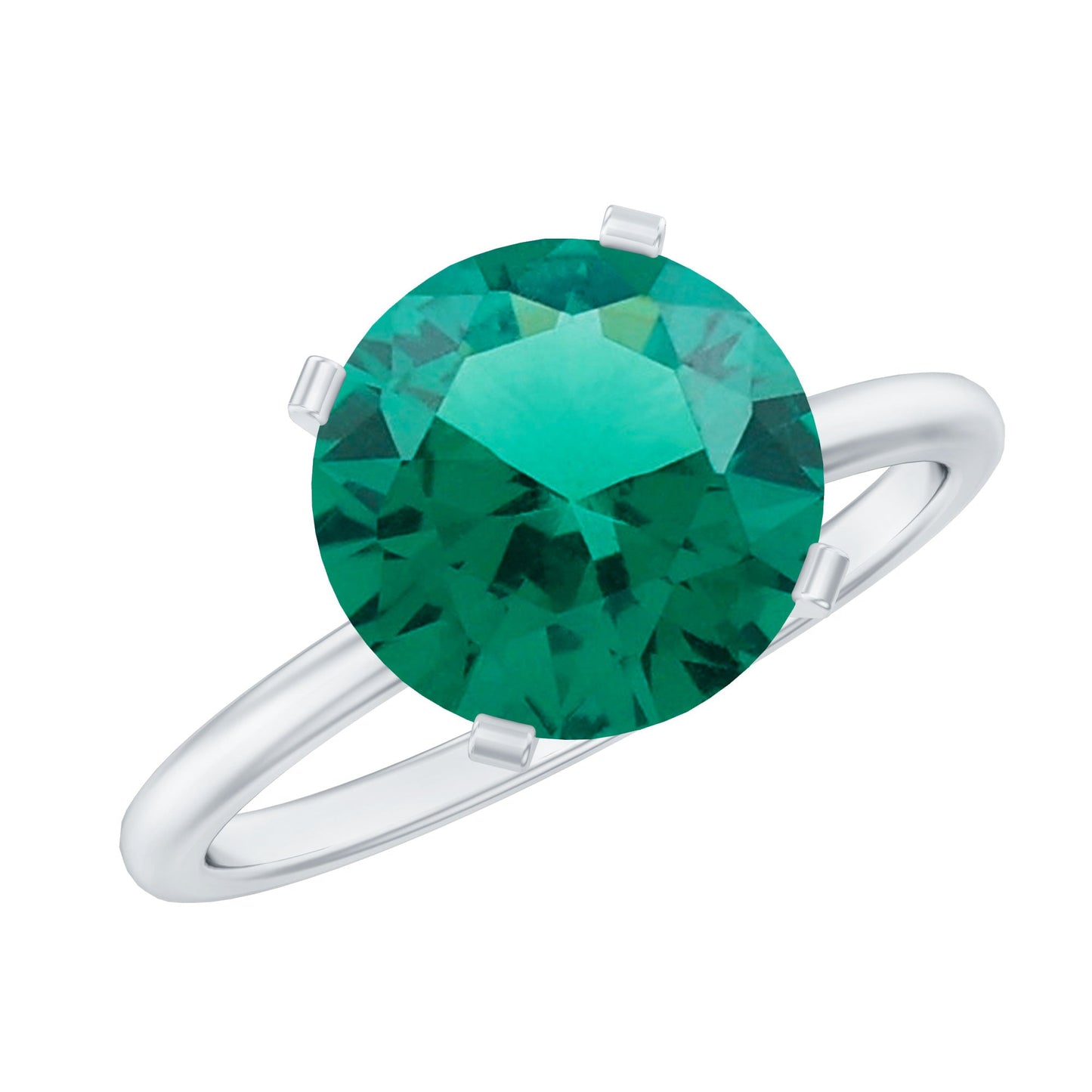 3.5 Carat Round Lab Created Emerald Solitaire Engagement Ring