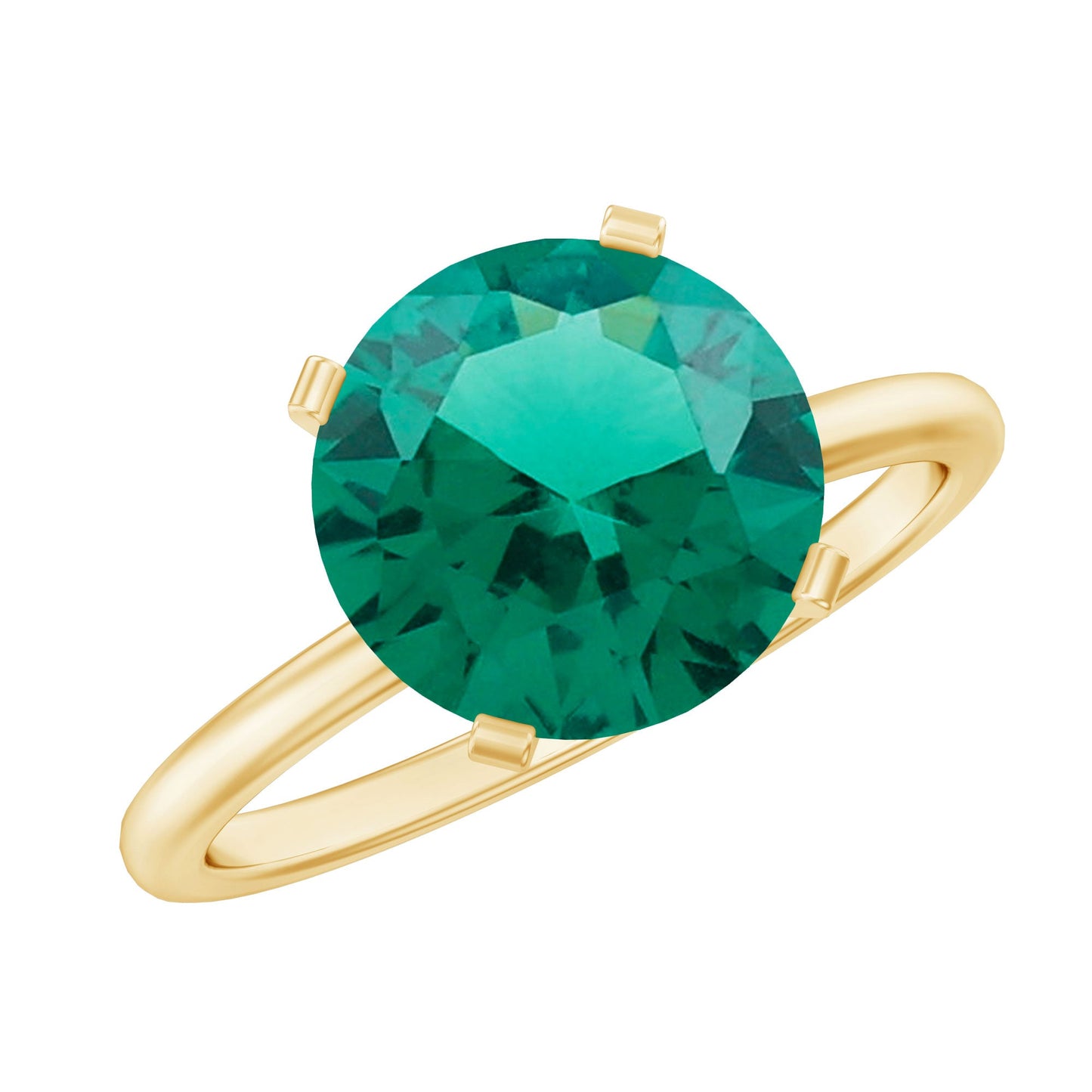 3.5 Carat Round Lab Created Emerald Solitaire Engagement Ring