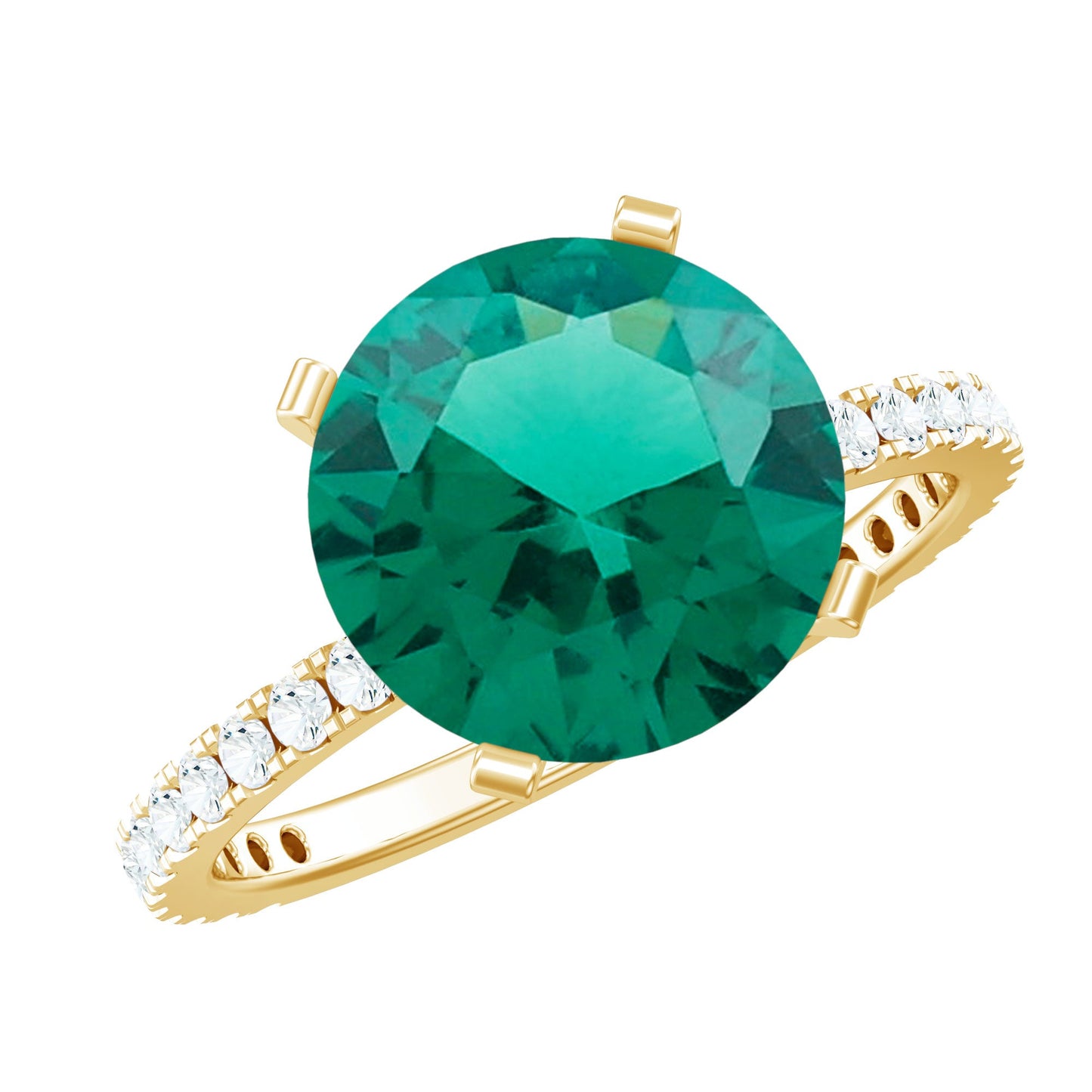 Certified 3.5 Carat Solitaire Lab Grown Emerald Engagement Ring with Diamond