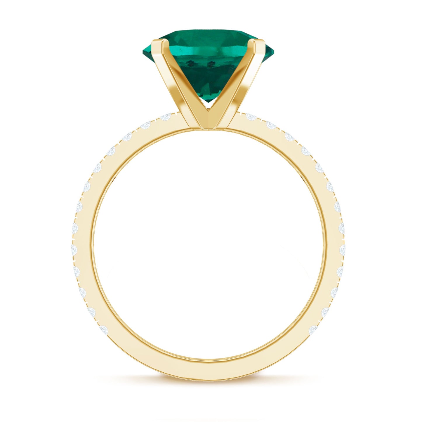 Certified 3.5 Carat Solitaire Lab Grown Emerald Engagement Ring with Diamond