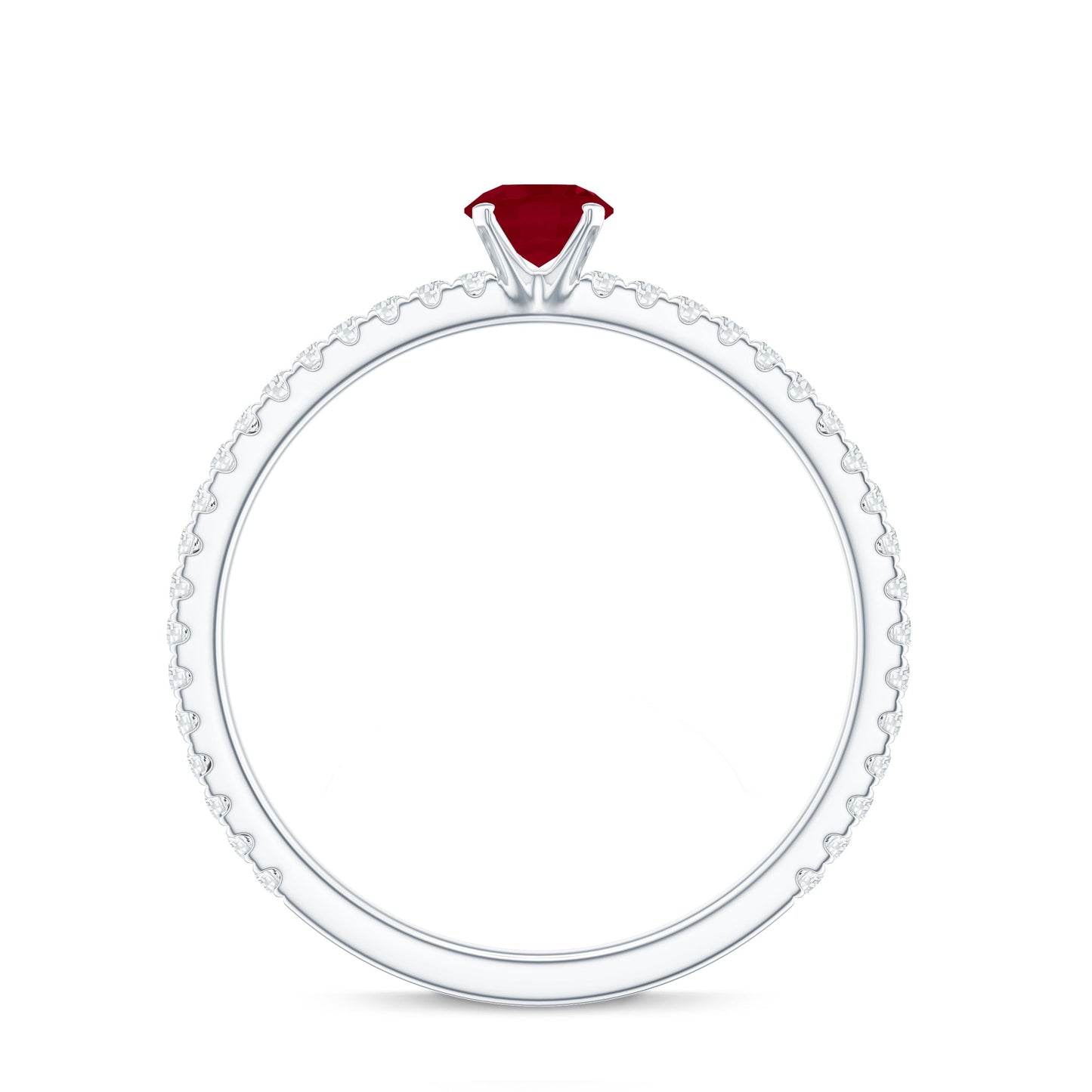 Natural Ruby Promise Ring with Diamond for Women