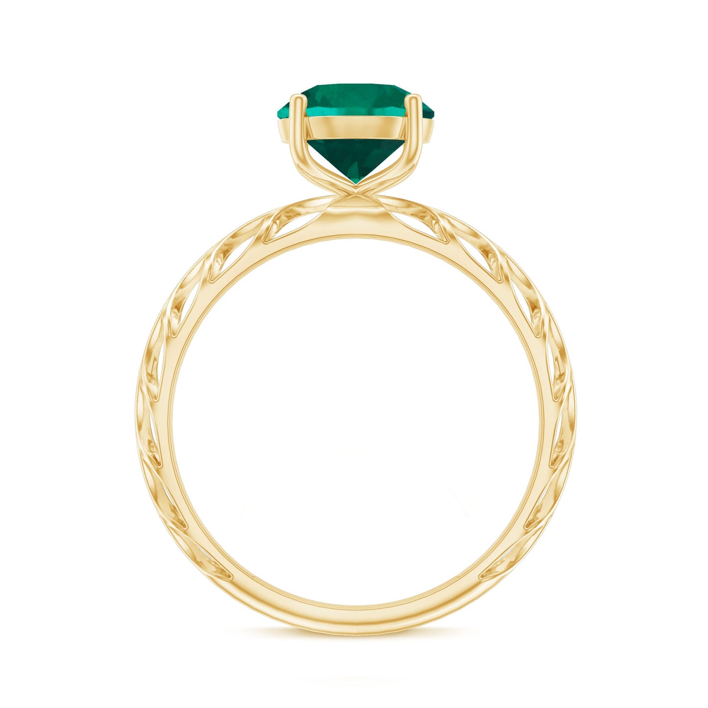 Certified Solitaire Lab Grown Emerald Engagement Ring with Filigree Details