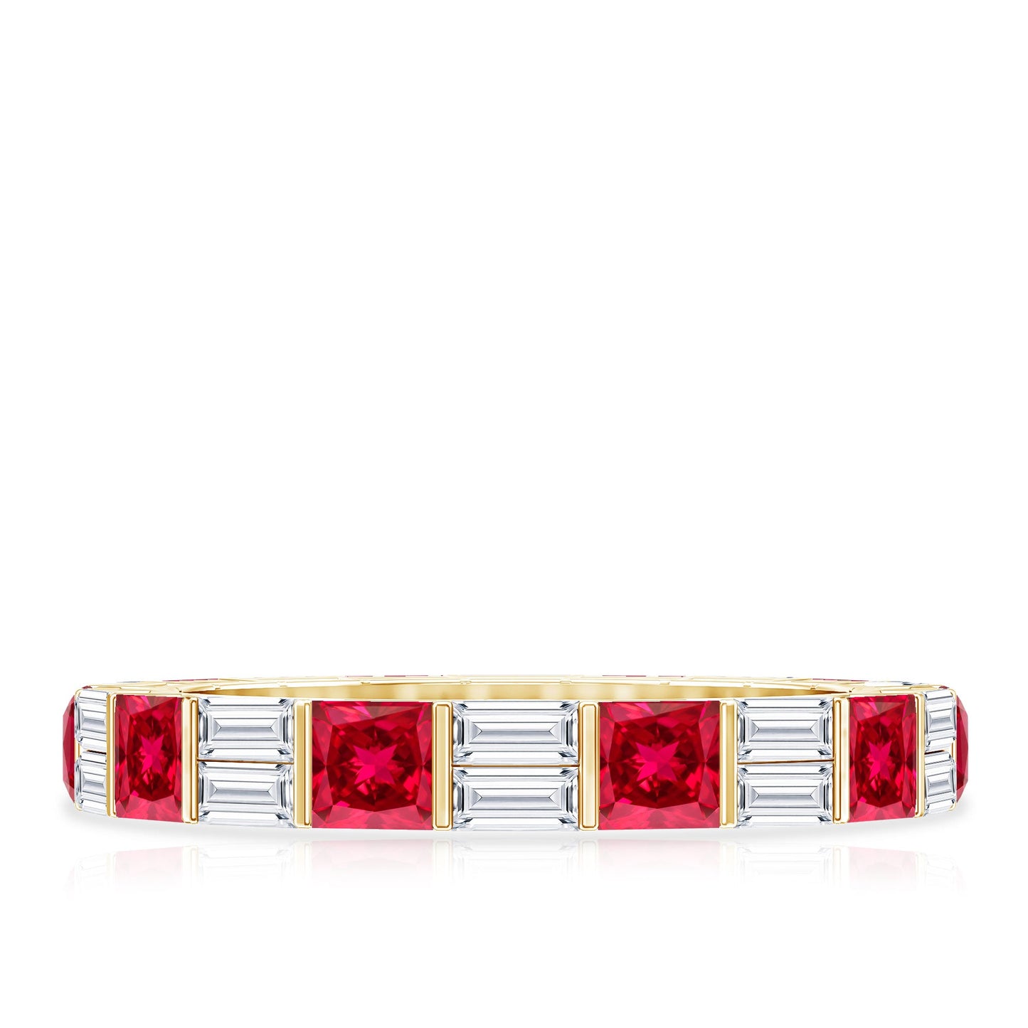 Princess Cut Lab Created Ruby And Moissanite Full Eternity Ring