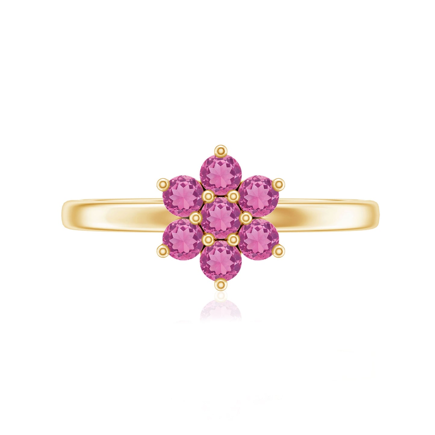 Real Pink Tourmaline Flower Cluster Ring