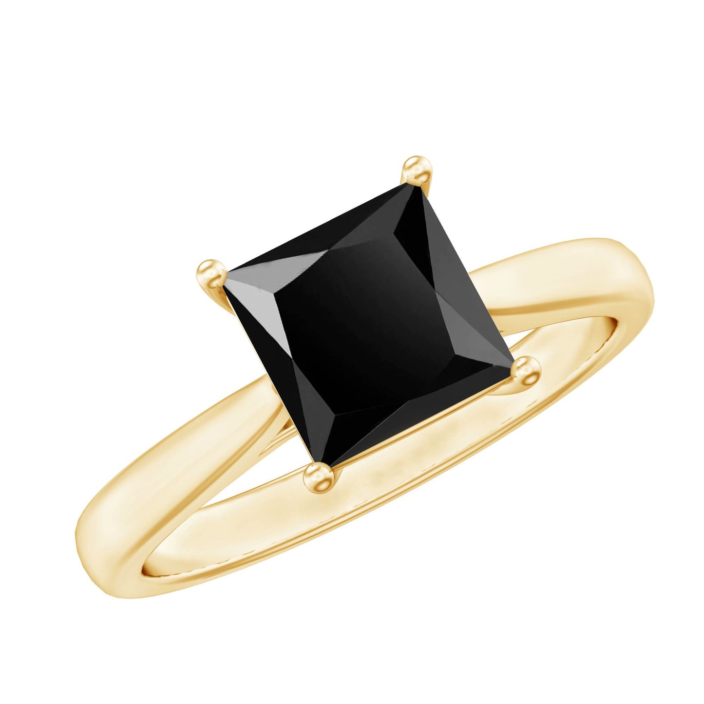 1 Carat Princess Cut Lab Grown Black Diamond Engagement Ring with Surprise White Diamond