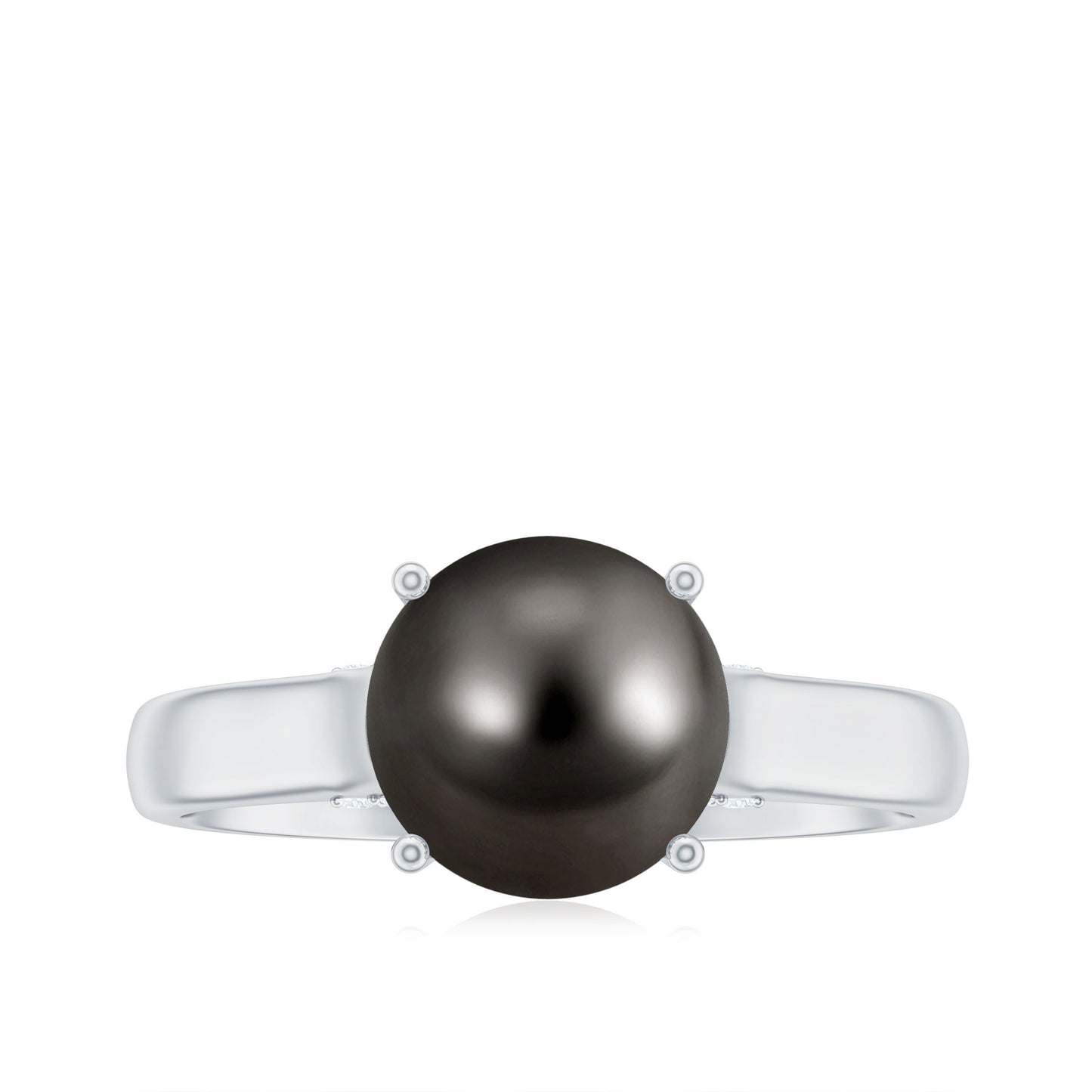 7.5 CT Classic Tahitian Pearl Solitaire Ring with Surprise Diamond