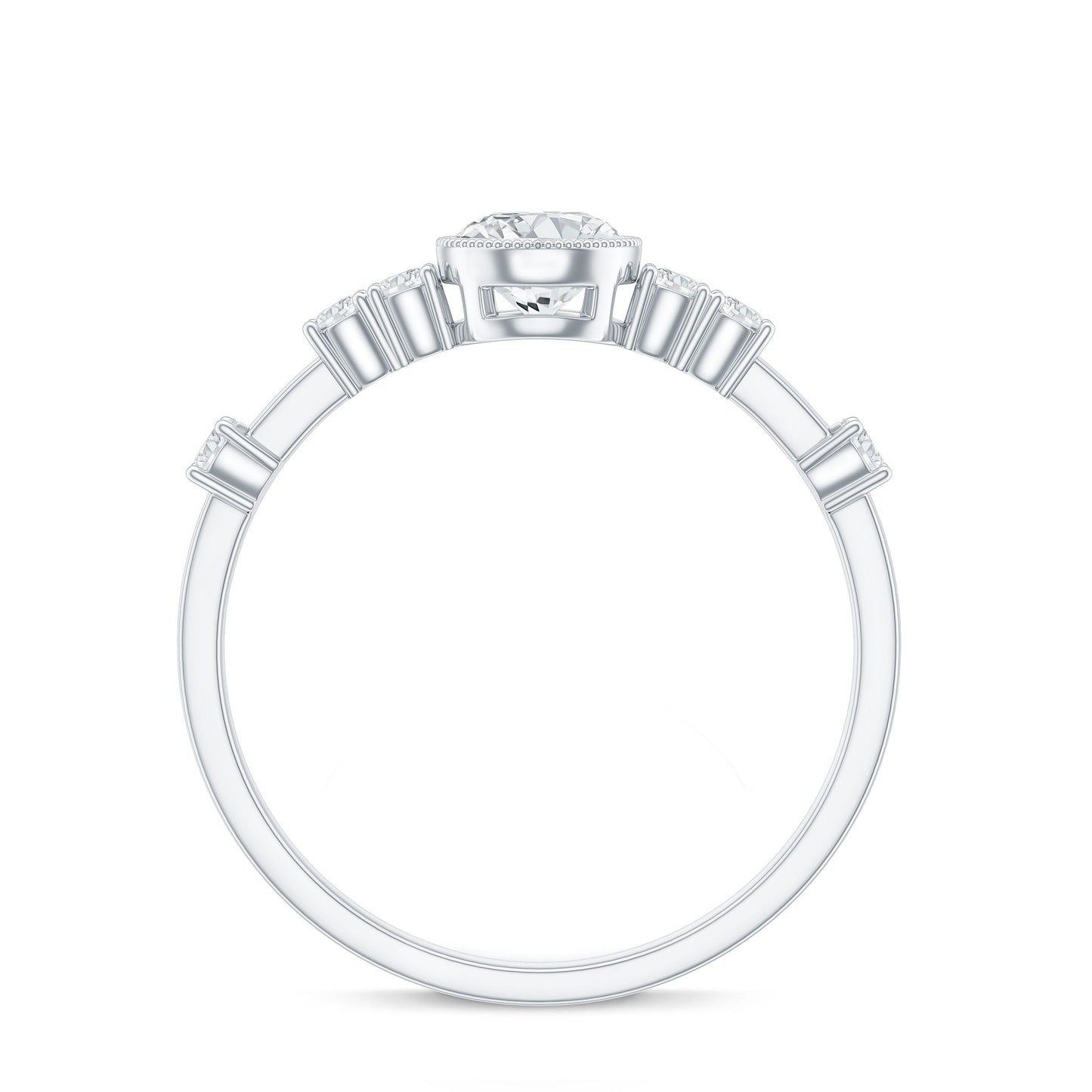 0.5 Carat Round Certified Moissanite Solitaire Engagement Ring in Bezel Setting
