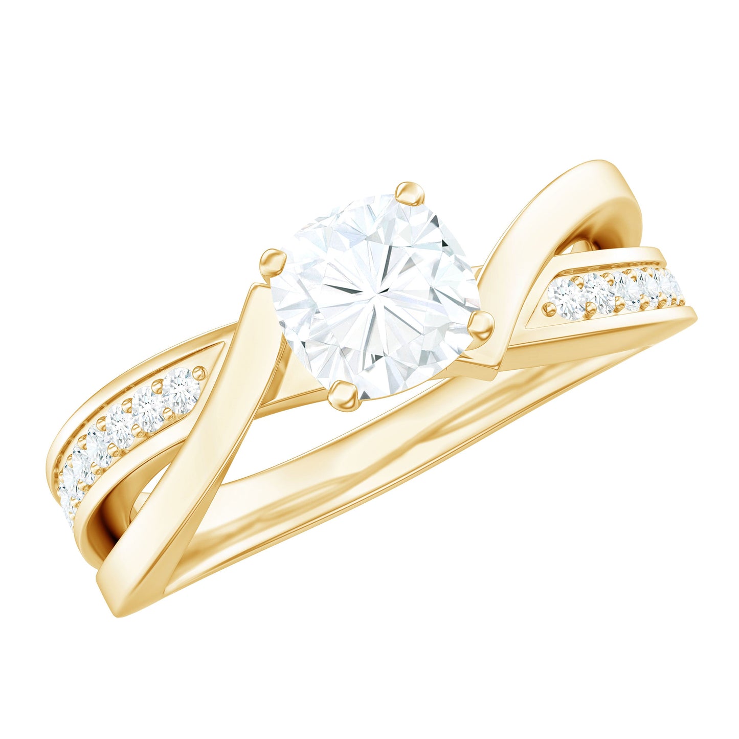 Cushion Cut Solitaire Moissanite Infinity Engagement Ring