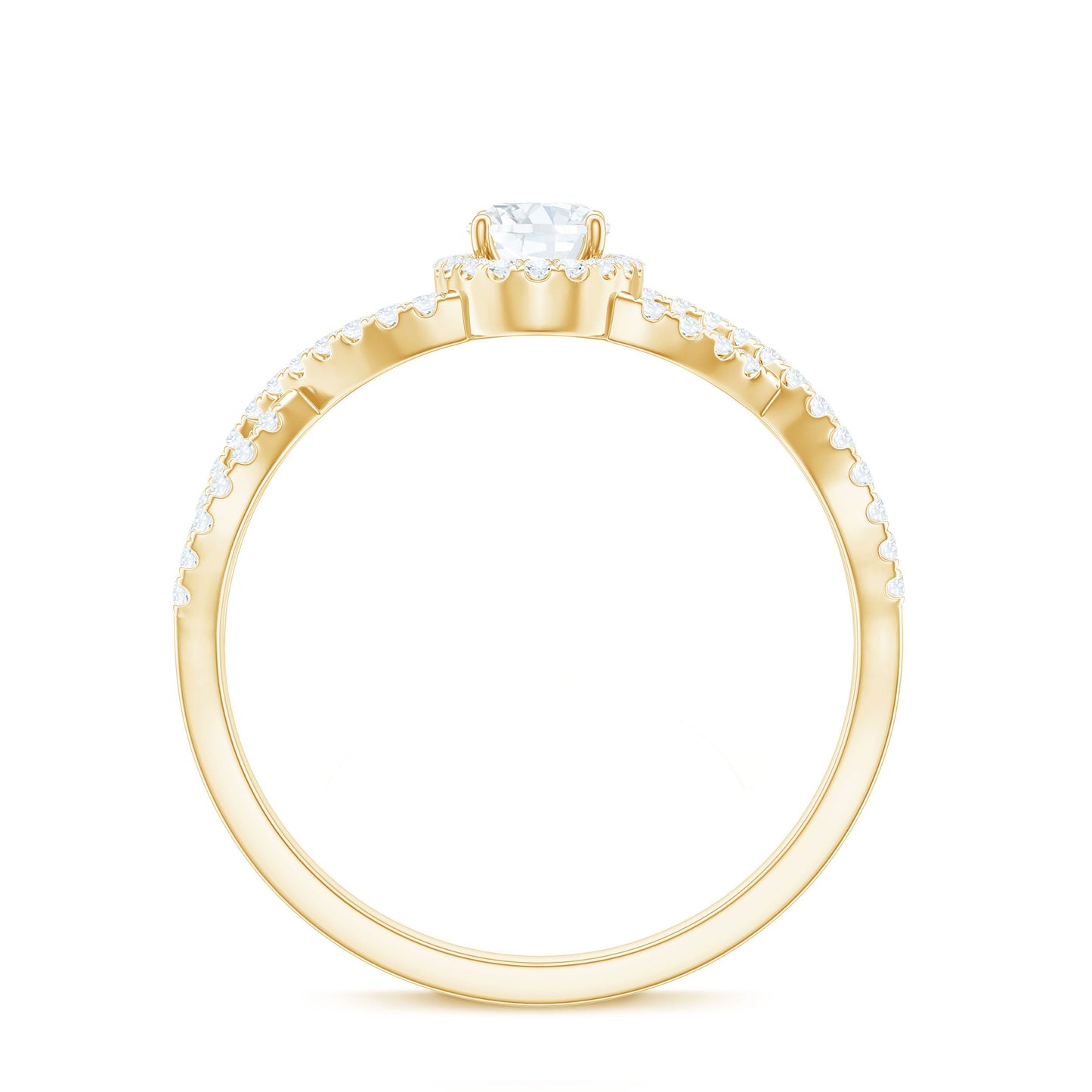 Certified Oval Cut Moissanite Halo Engagement Ring with Crossover Shank