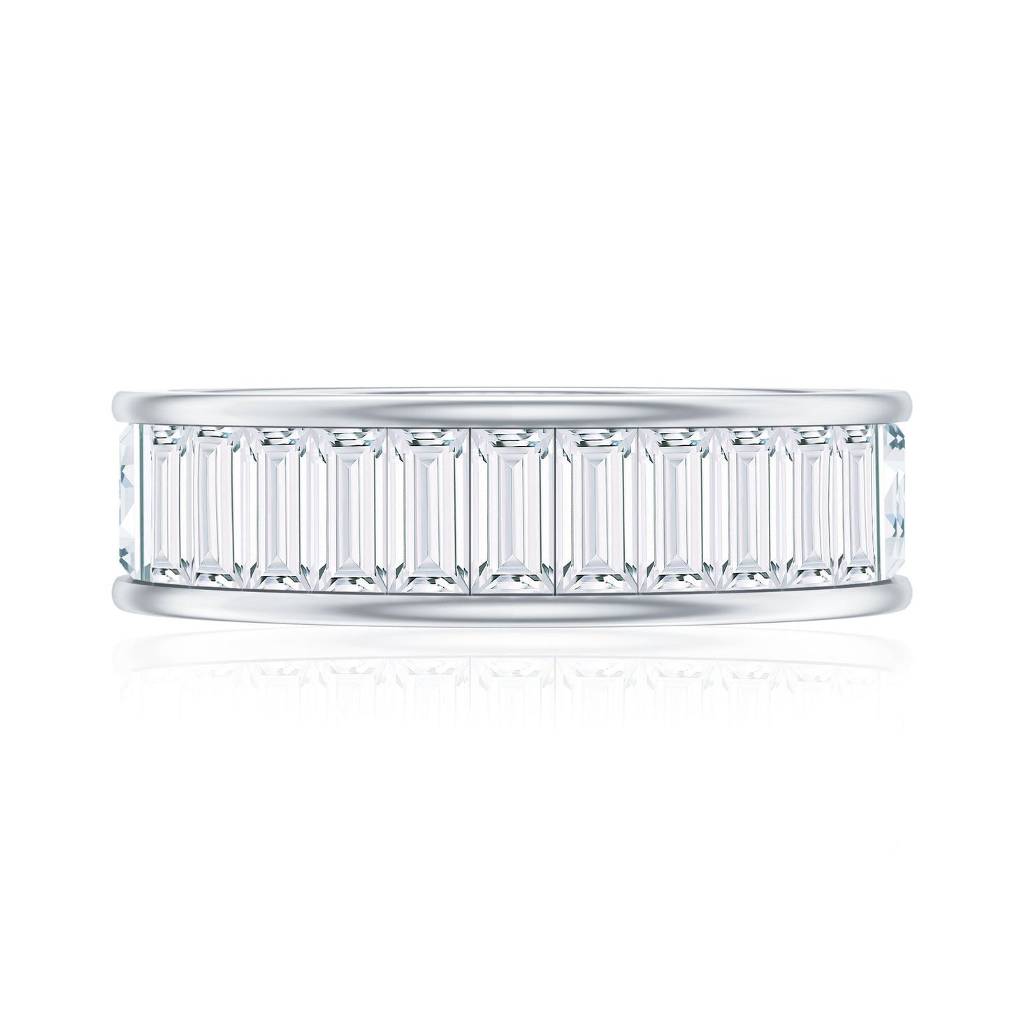 Baguette Cut Moissanite Wedding Band Channel Setting