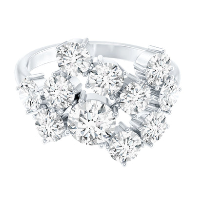 Certified Cubic Zirconia Cluster Engagement Ring in Silver