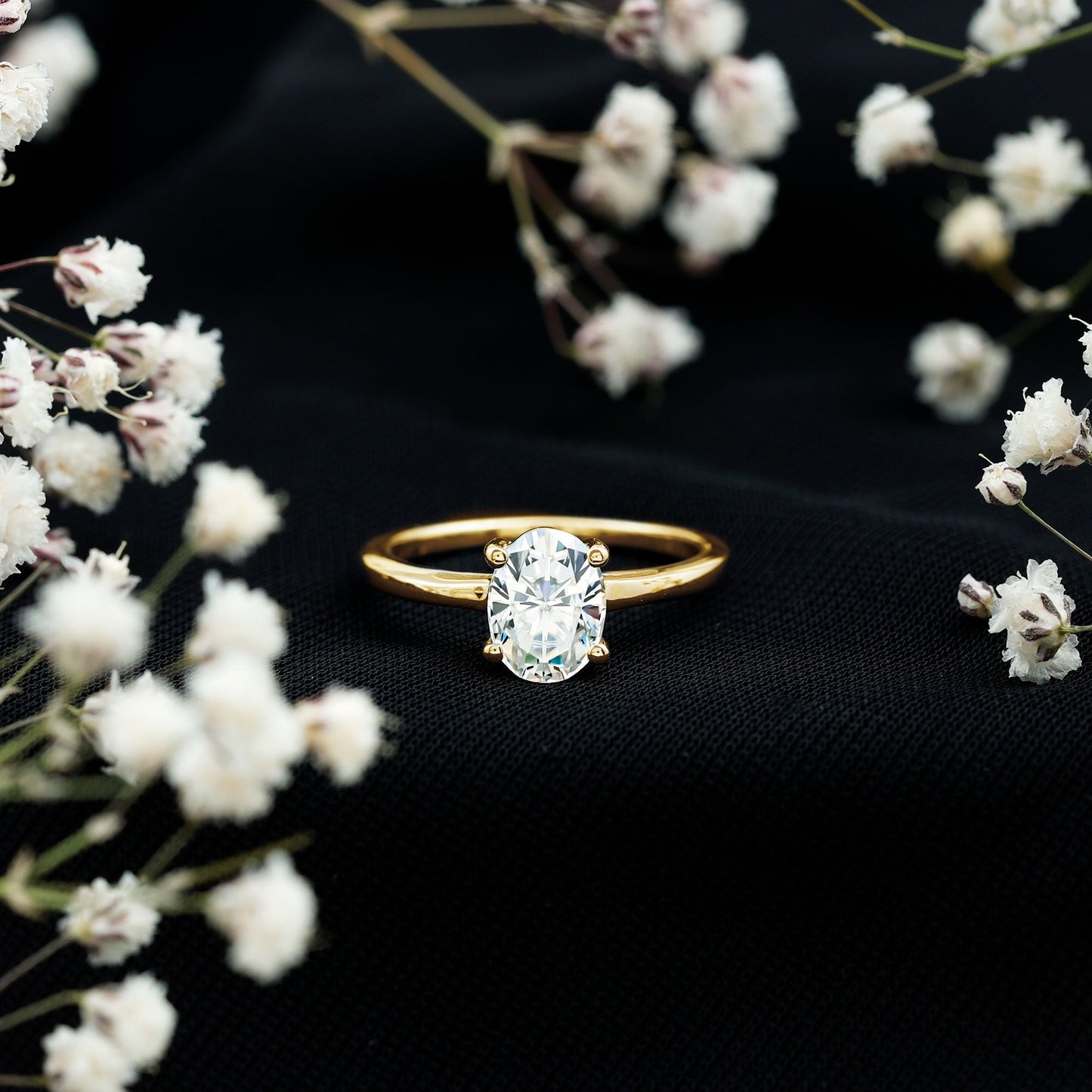 Certified 1.2 Carat Solitaire Moissanite Oval Engagement Ring