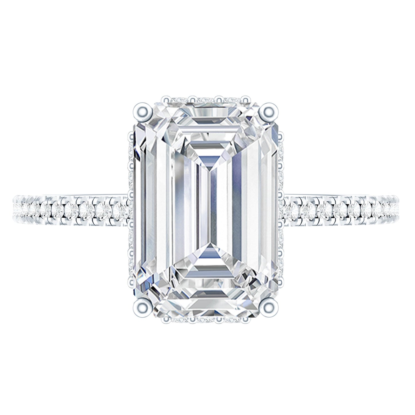 Certified 1.87 Carat Moissanite Emerald Cut Engagement Ring For Women