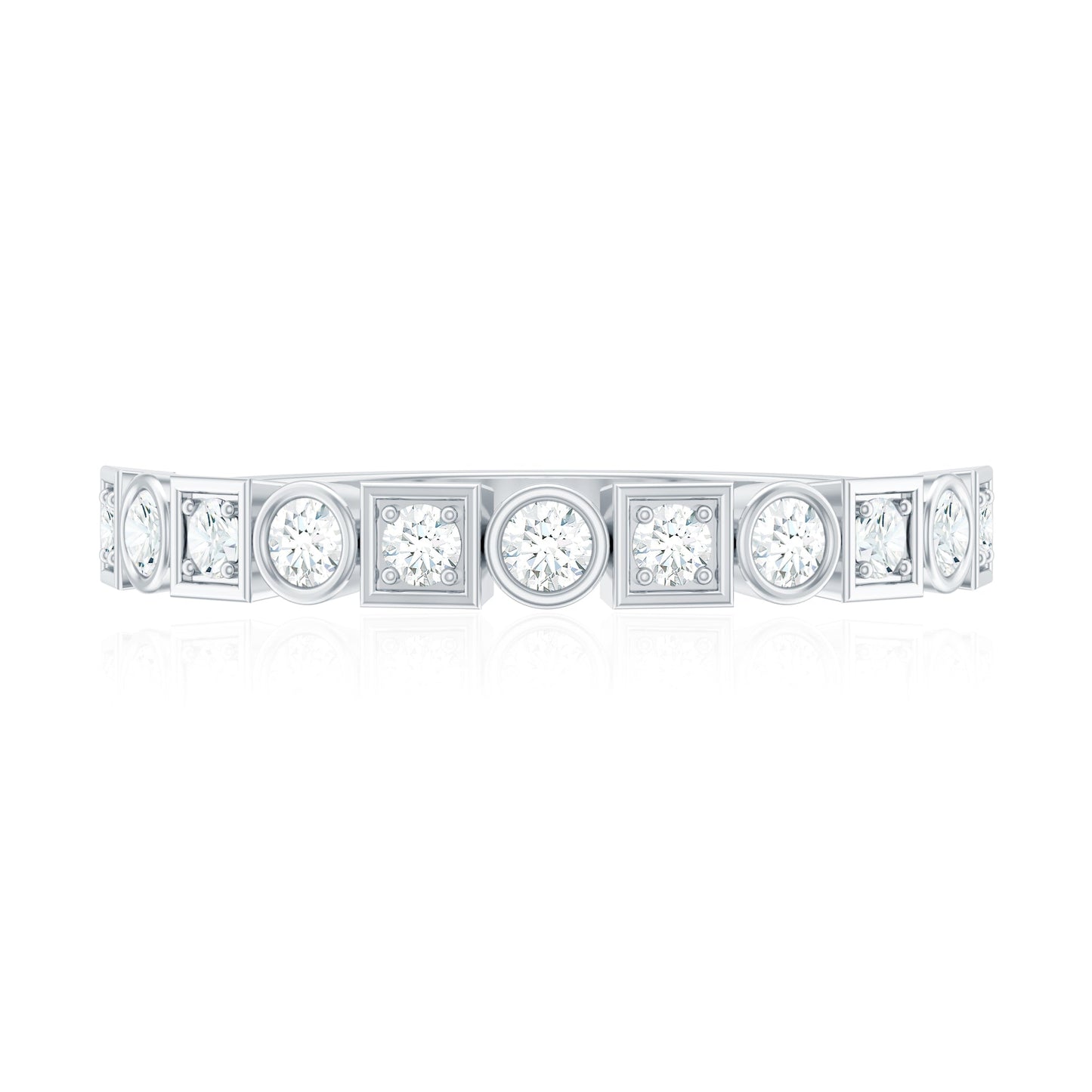 Certified Moissanite Geometric Wedding Band