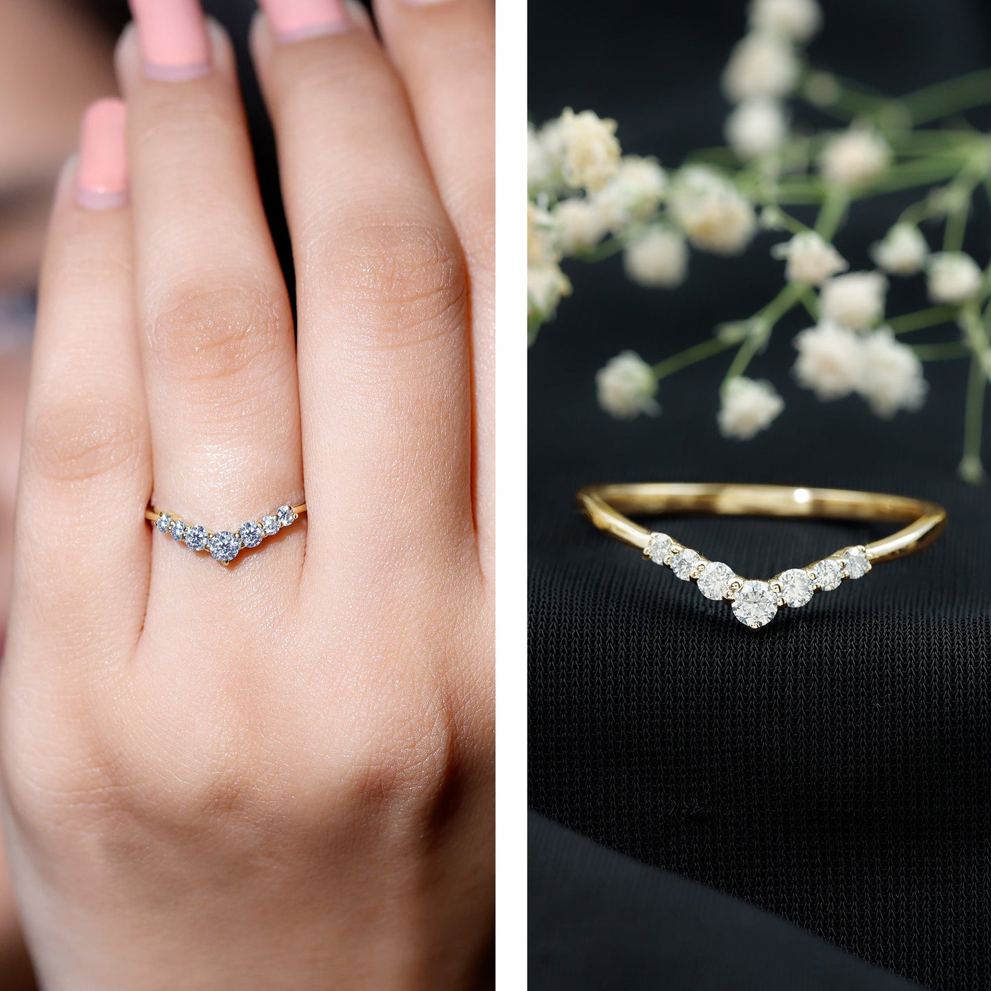 Certified Moissanite Chevron Ring Enhancer for Women
