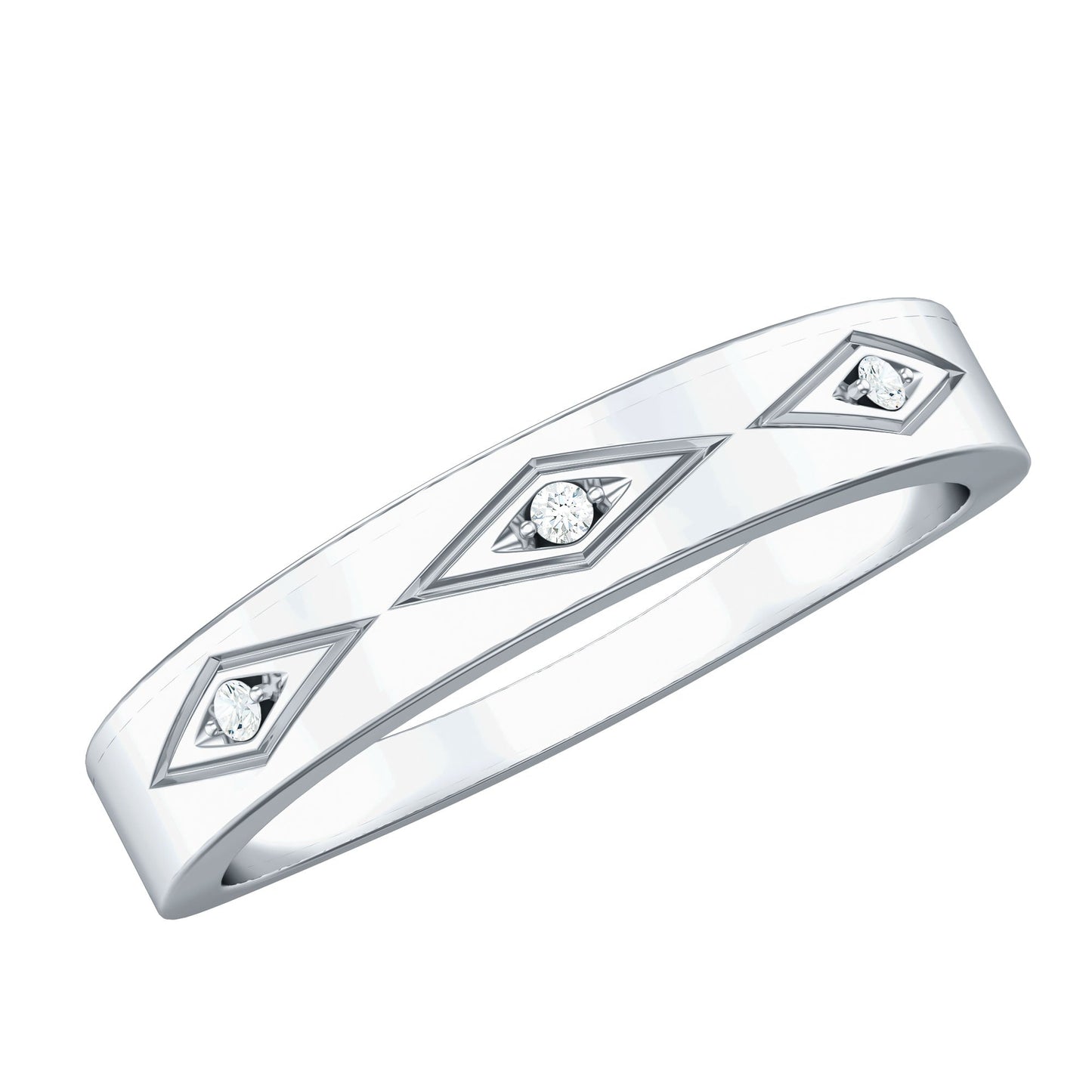 Certified Three Diamond Wedding Band Ring