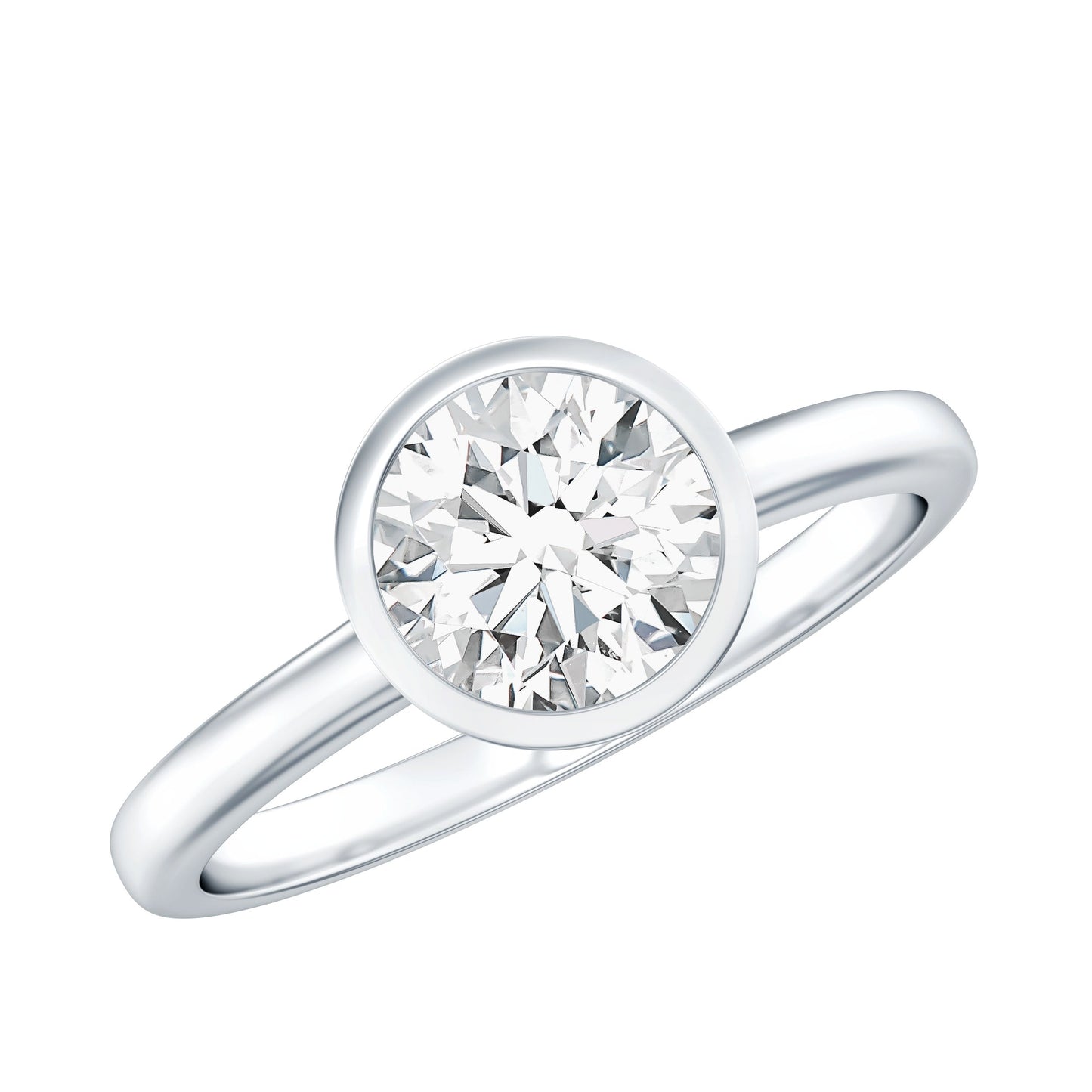 1.3 CT Moissanite Bezel Set Engagement Ring For Women