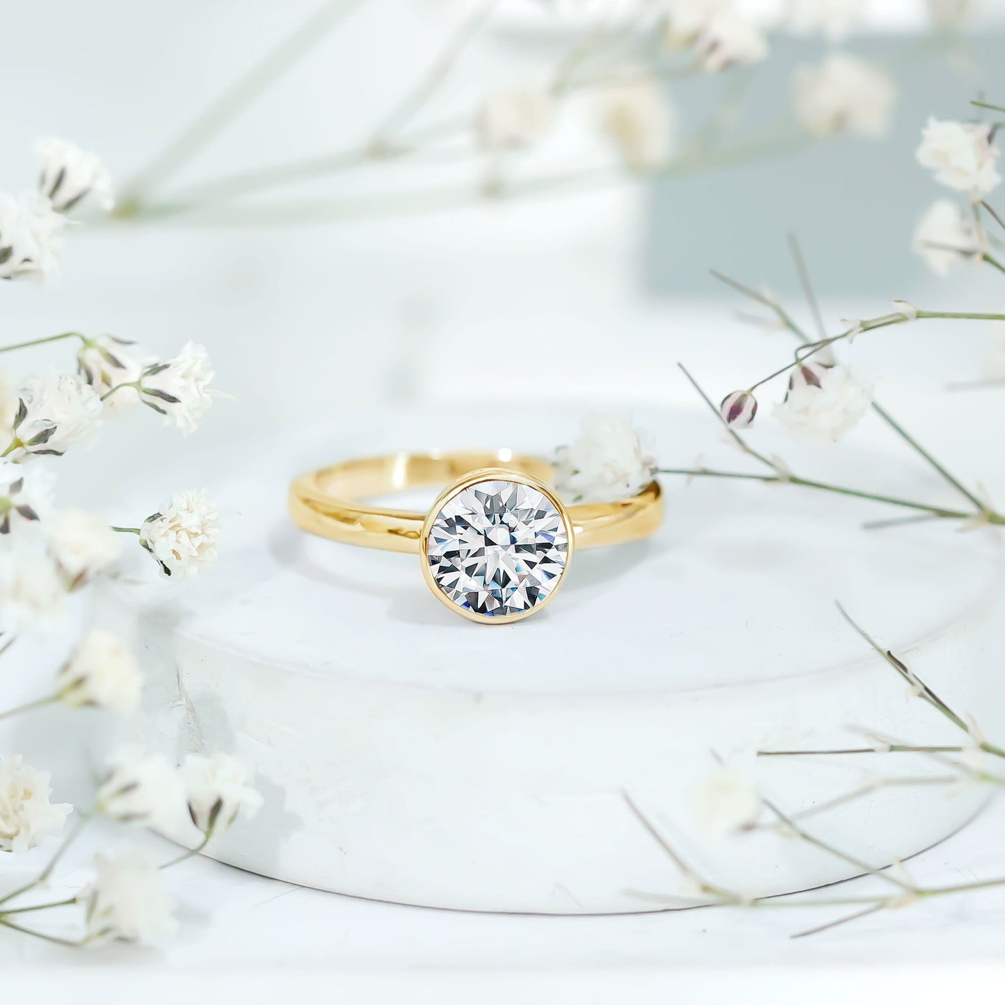 1.3 CT Moissanite Bezel Set Engagement Ring For Women