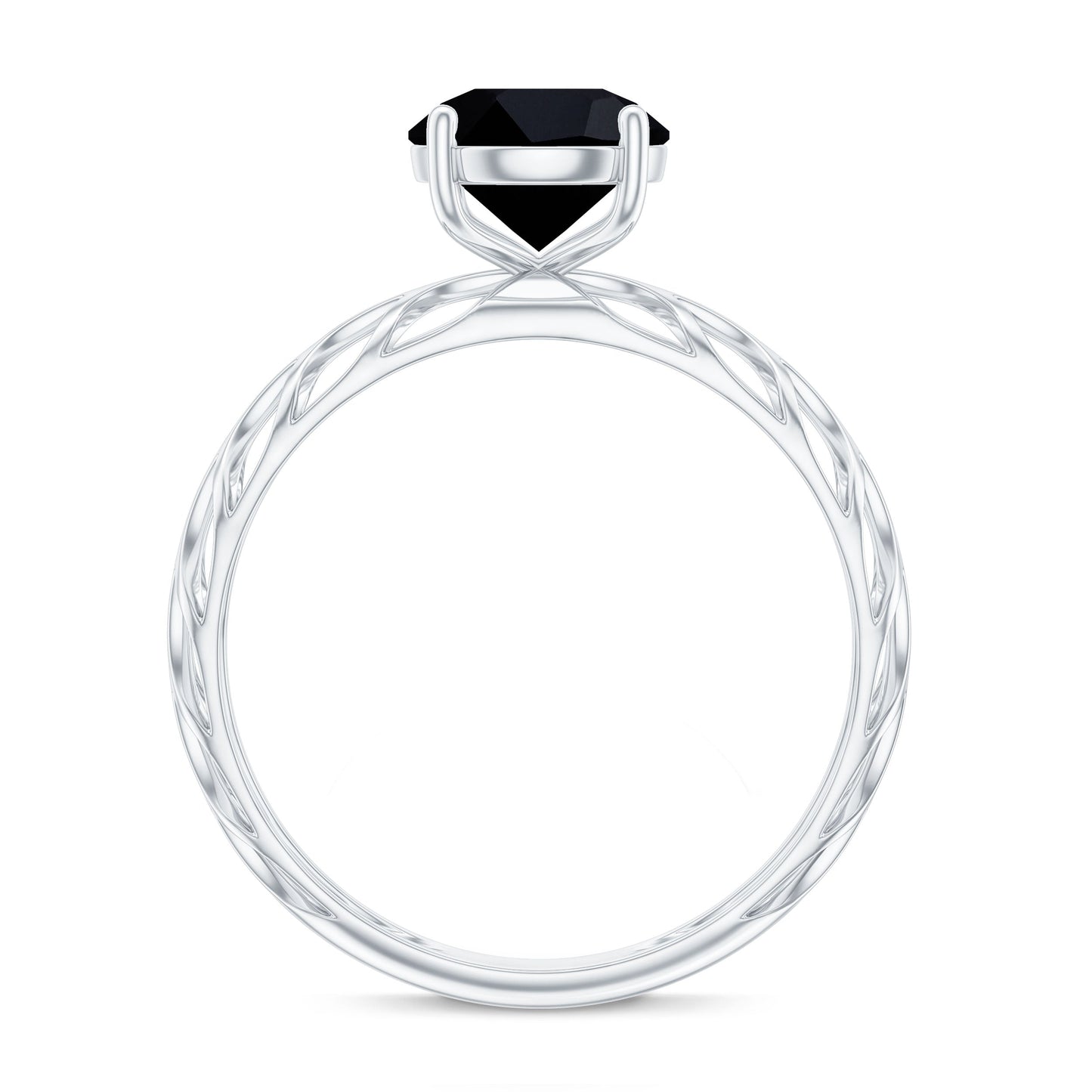Natural 2.6 Carat Black Spinel Solitaire Engagement Ring for Women