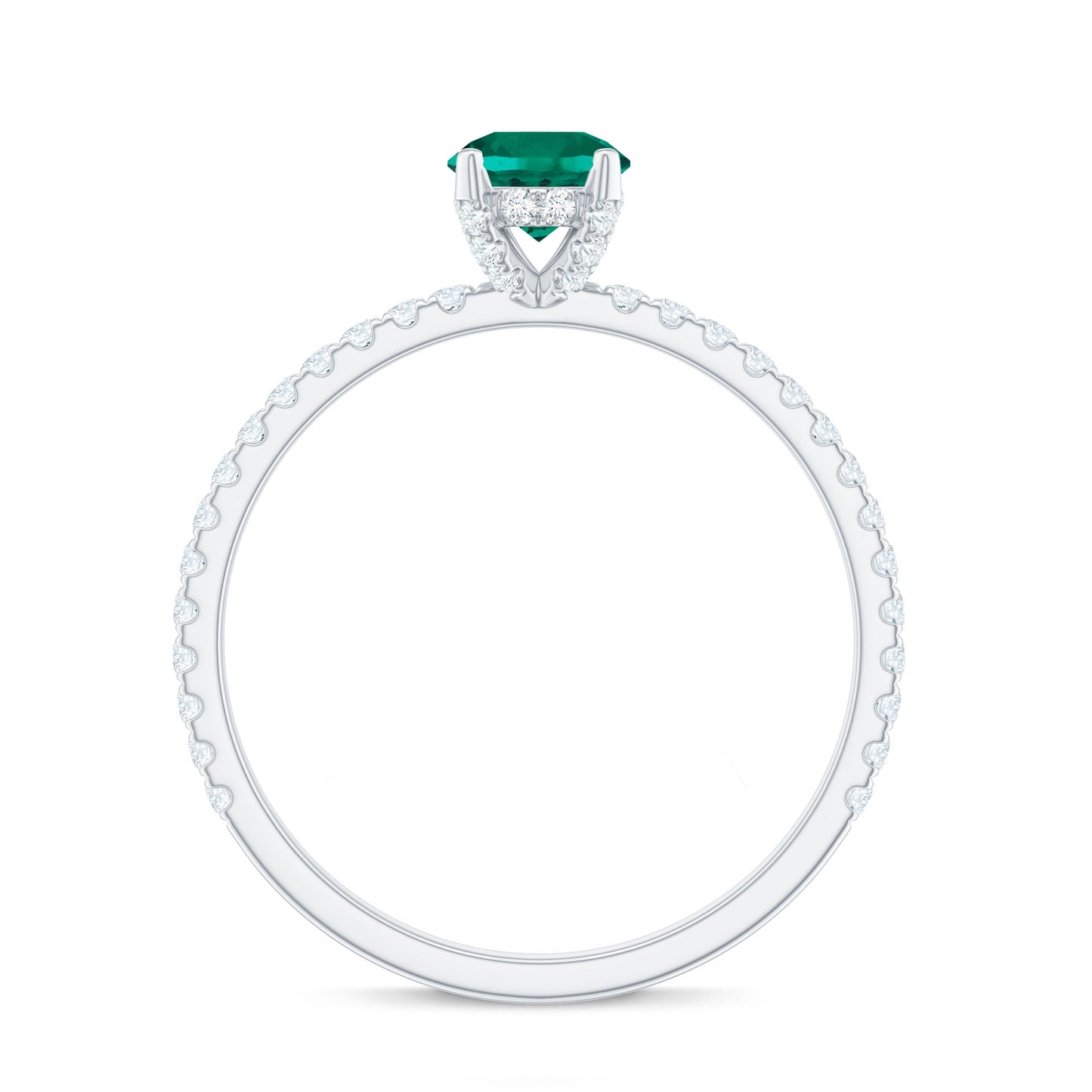 Certified Lab Grown Emerald Solitaire Engagement Ring with Diamond