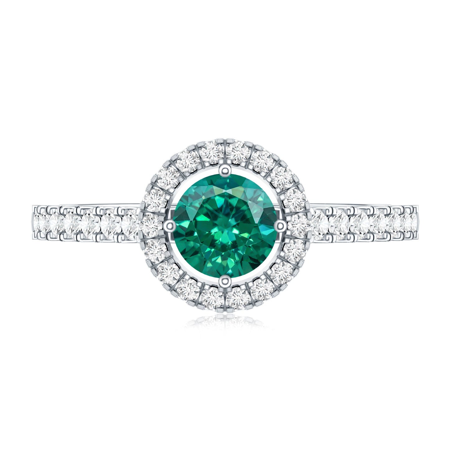 Certified Lab Grown Emerald Diamond Halo Engagement Ring