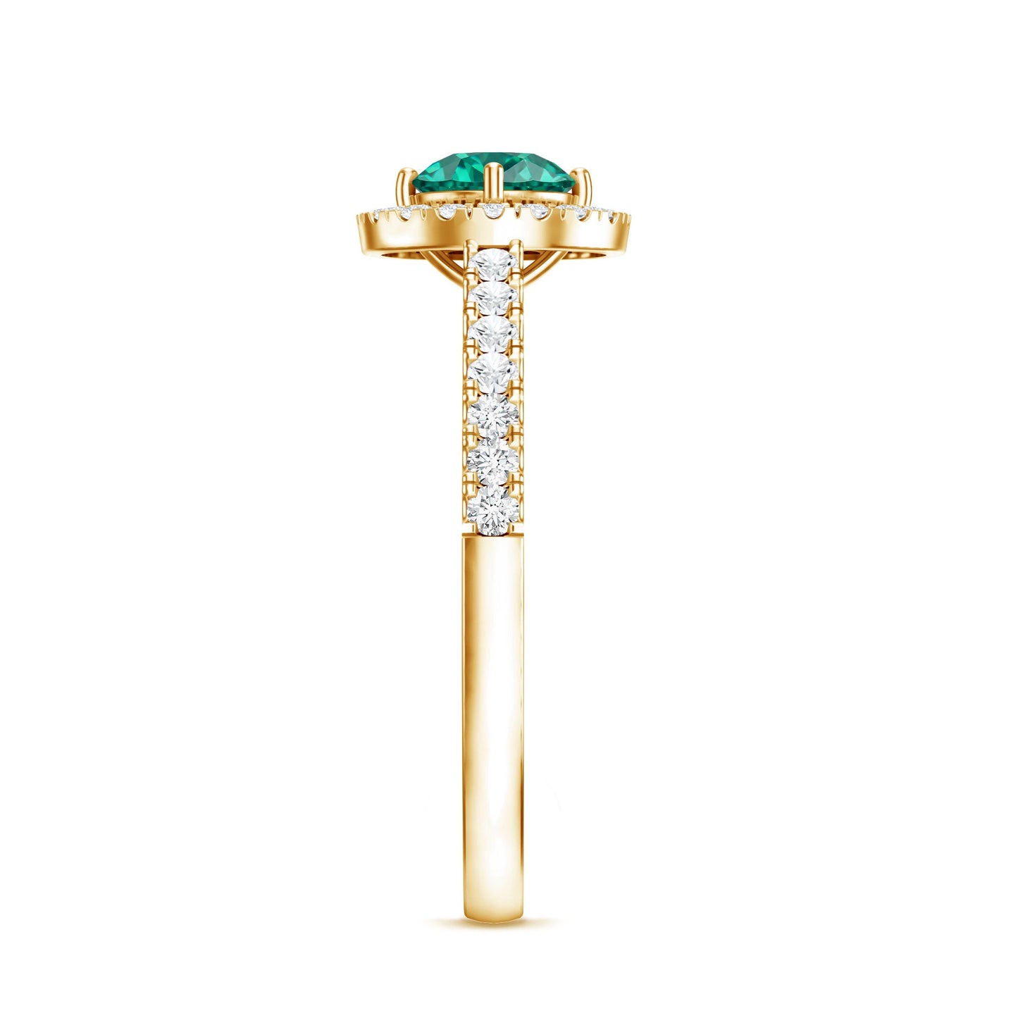 Certified Lab Grown Emerald Diamond Halo Engagement Ring