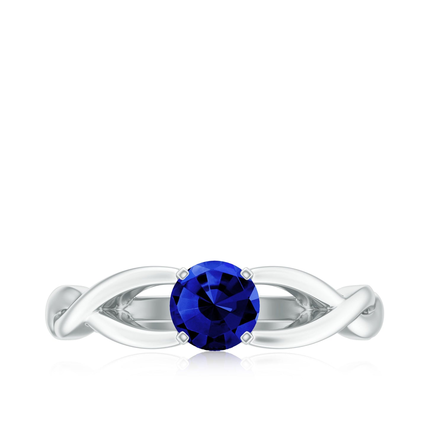Certified 0.6 Carat Lab Grown Blue Sapphire Promise Ring with Surprise Diamond