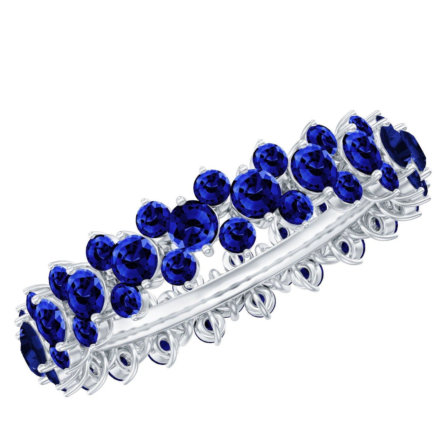 Certified Lab Grown Blue Sapphire Eternity Band Ring for Women