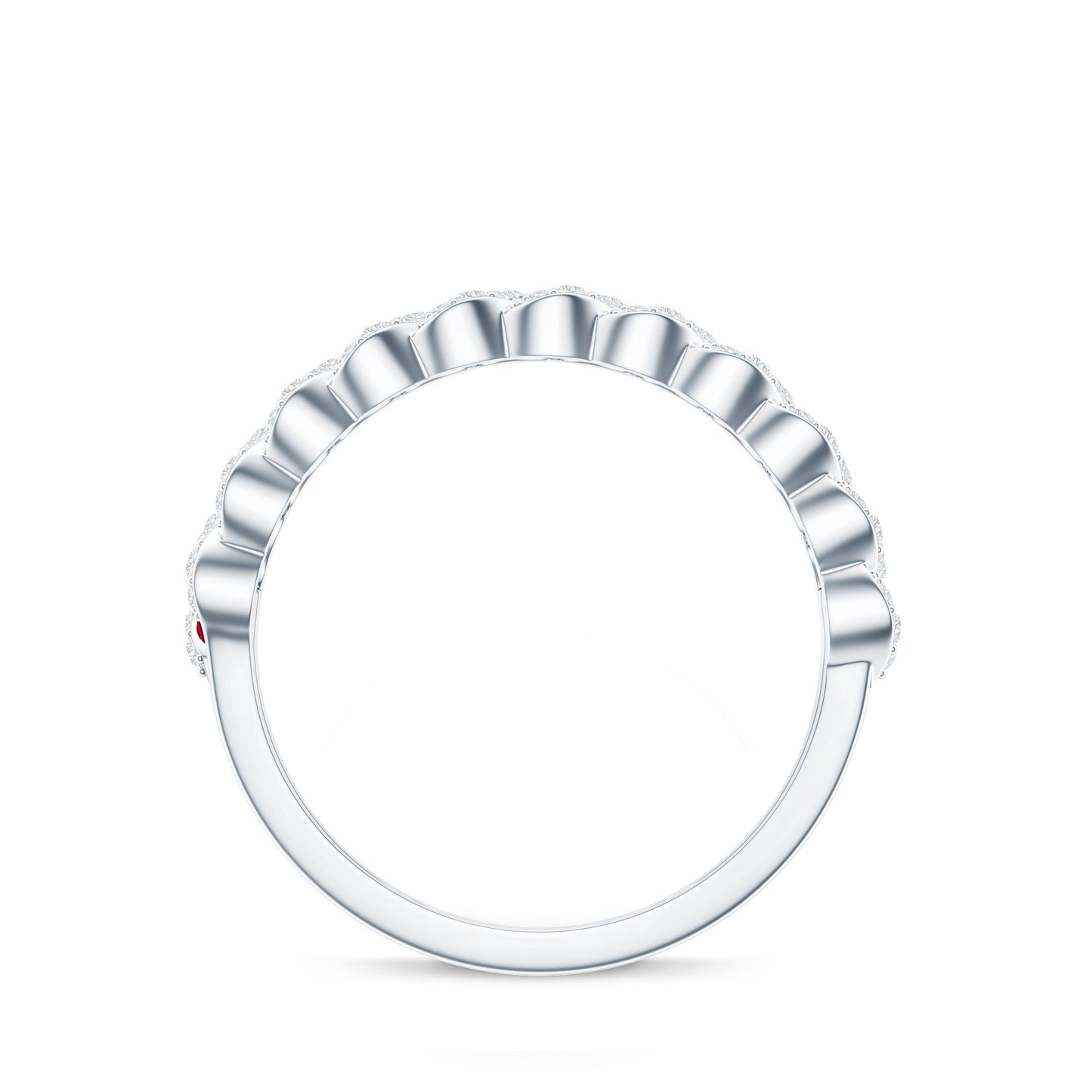 Baguette Created Ruby Braided Eternity Band Ring with Diamond