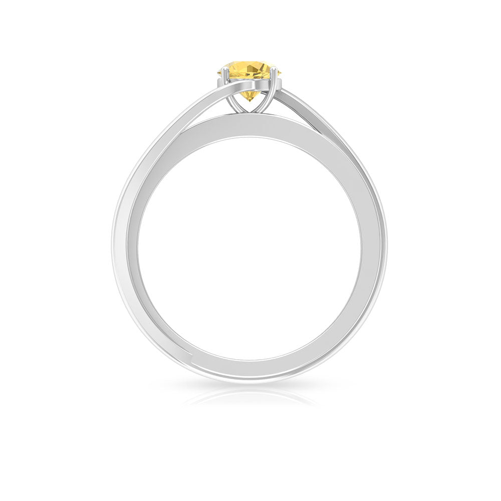 Natural Citrine Engagement Ring with Diamond Bypass Shank