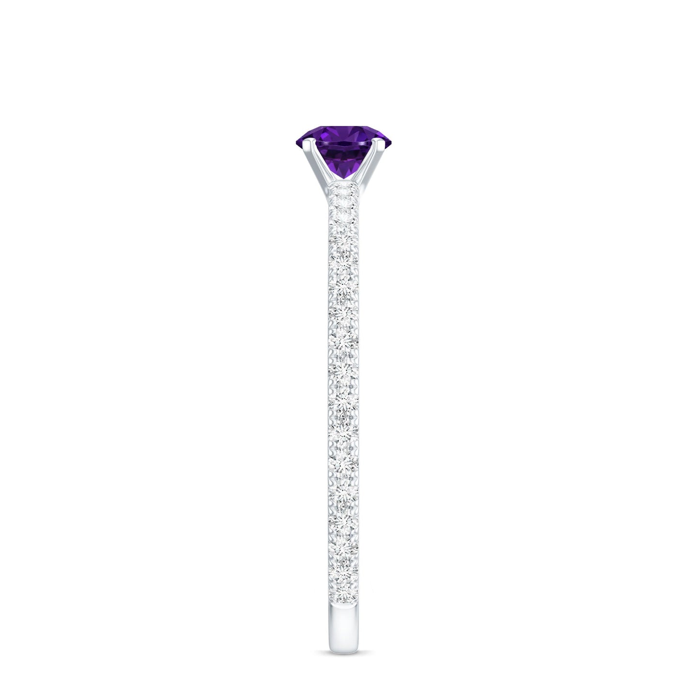 Real Amethyst Diamond Promise Ring for Women
