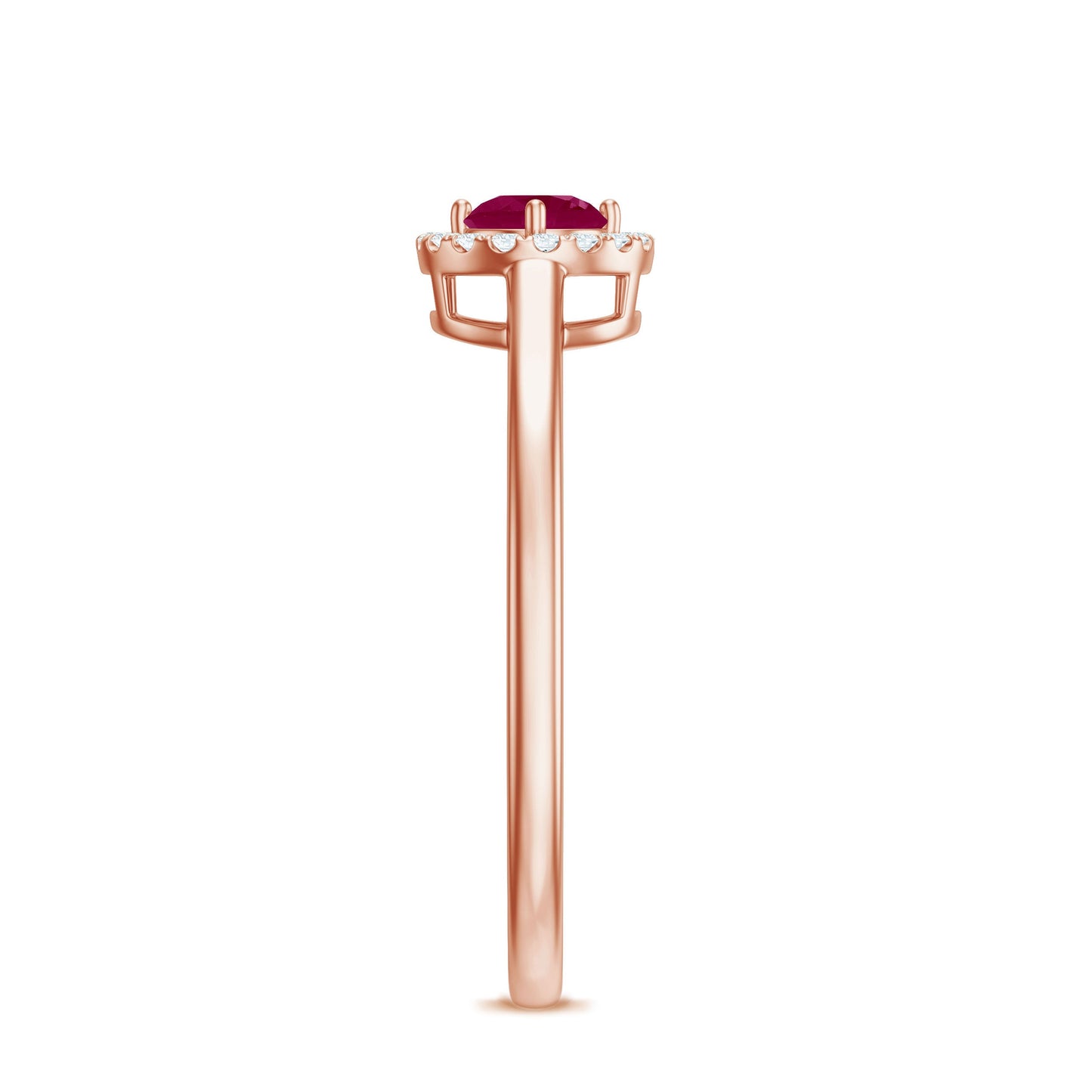 Genuine Ruby Promise Ring with Diamond Halo