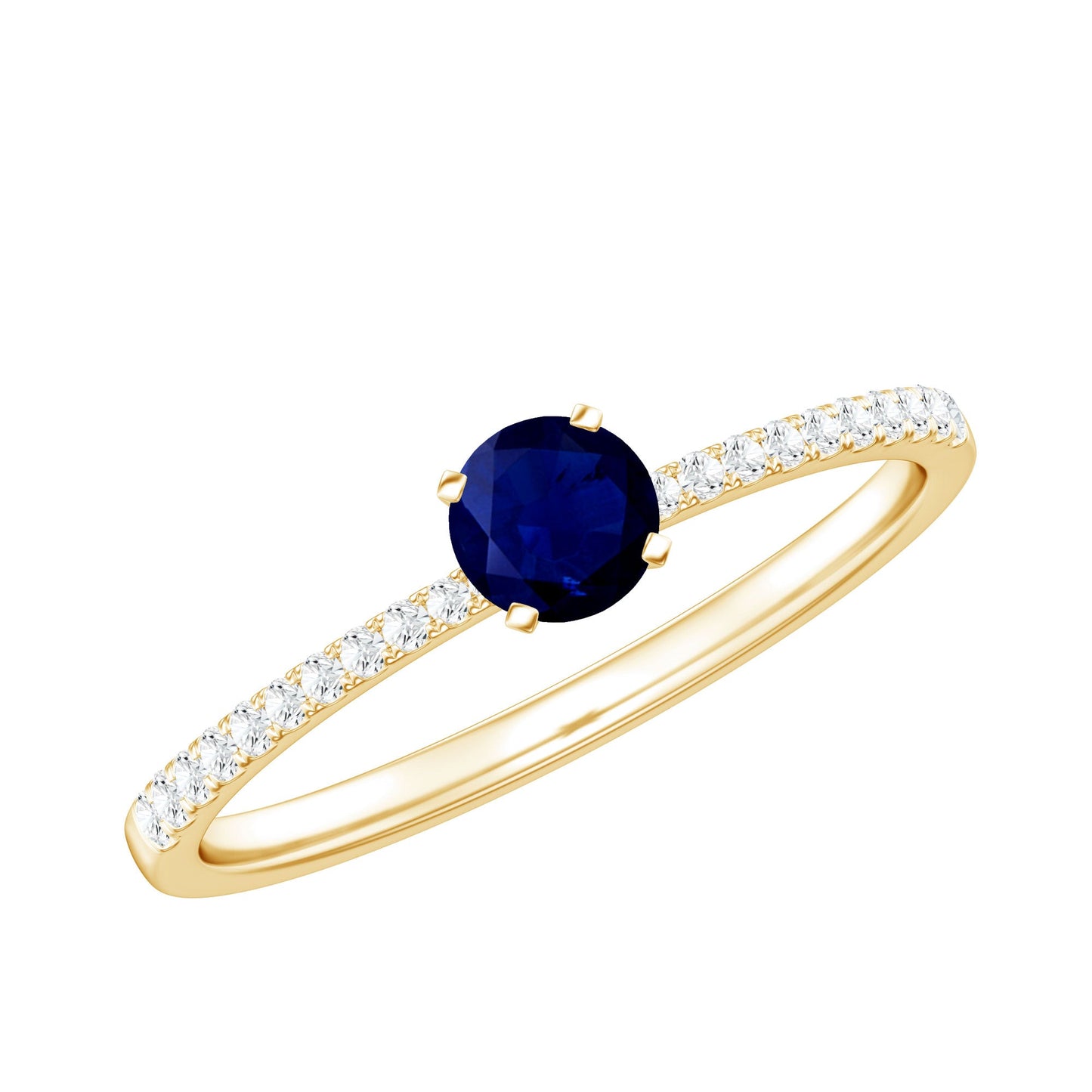 Real 0.9 Carat Blue Sapphire Promise Ring with Diamonds