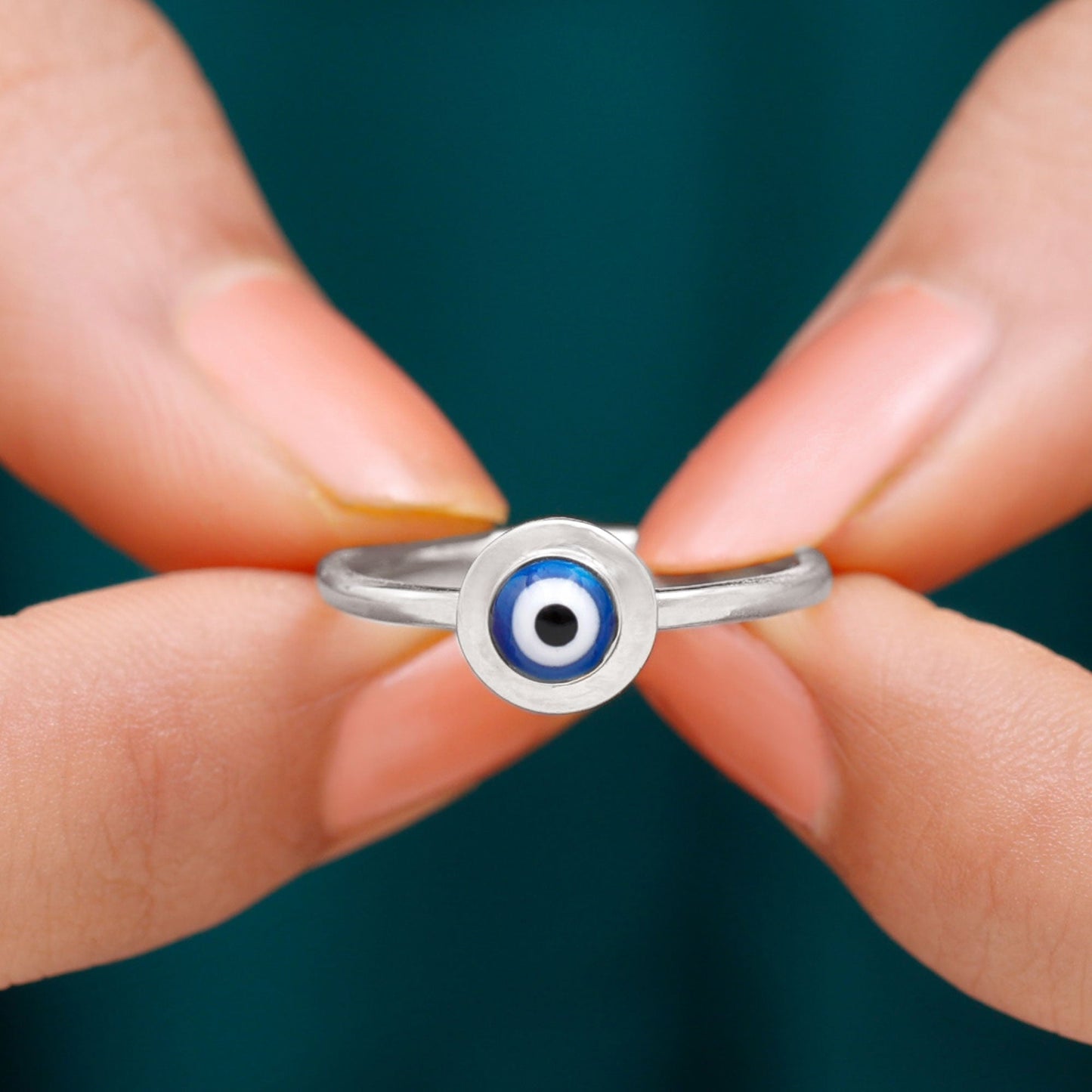 Enamel Evil Eye Promise Ring for Women