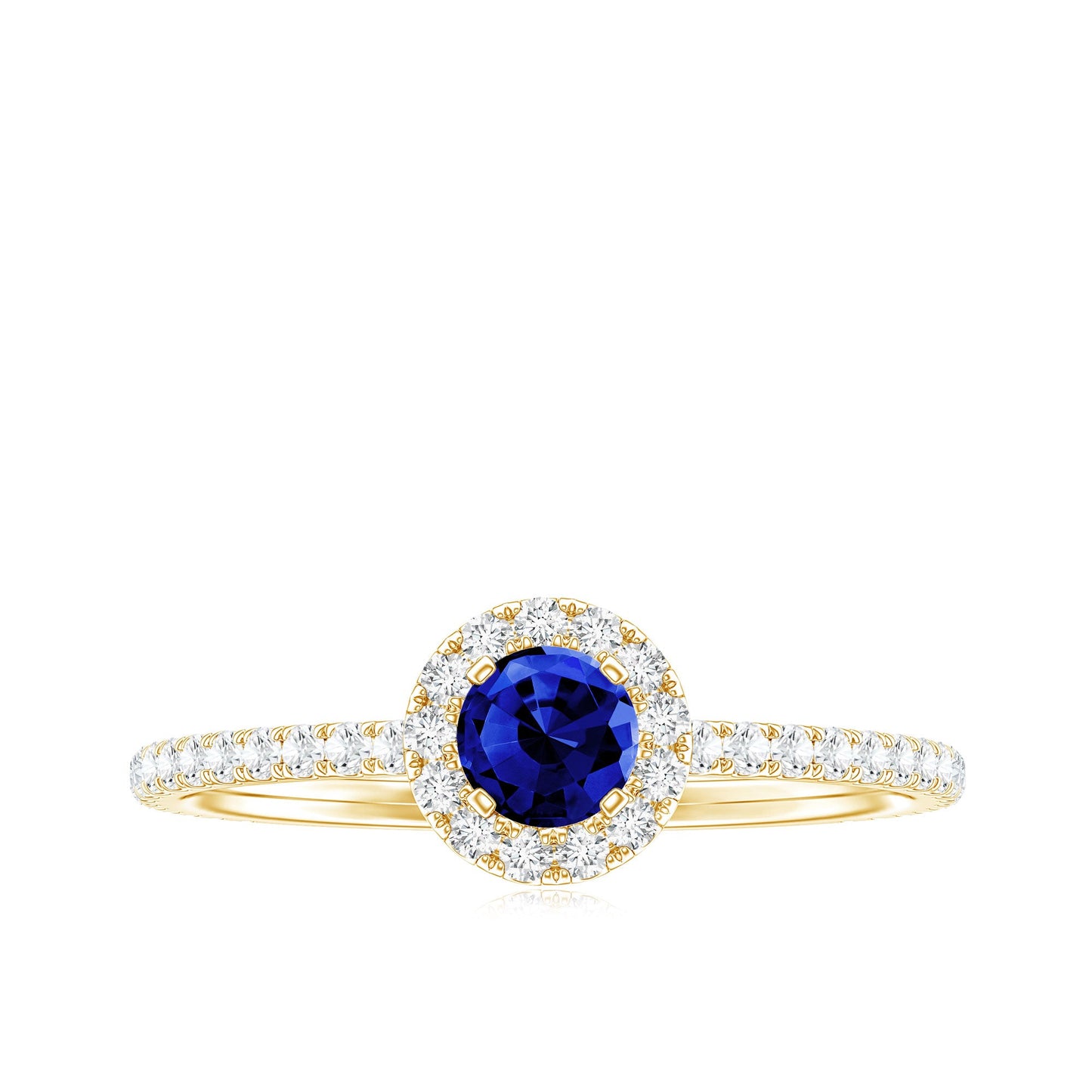 Lab Grown Blue Sapphire and Diamond Minimal Engagement Ring
