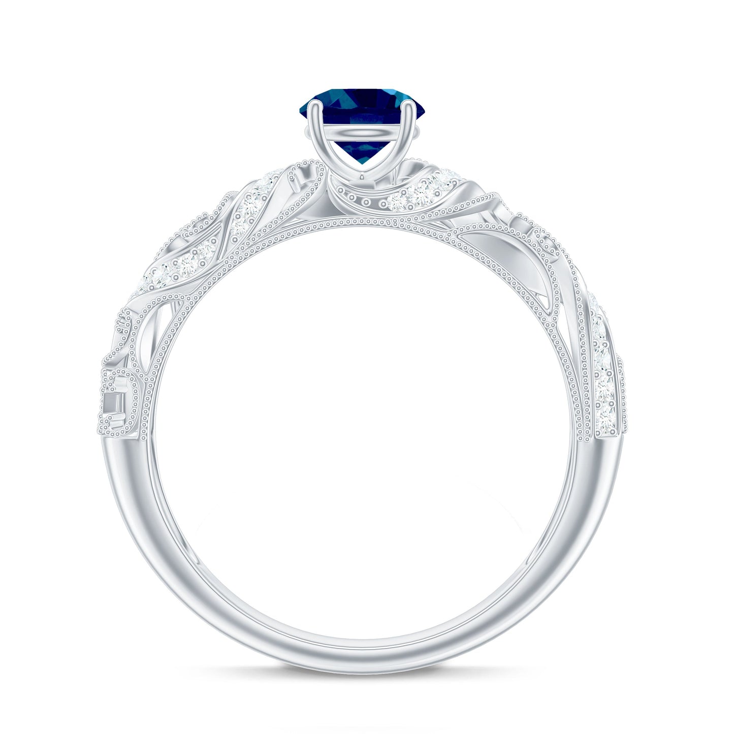 Vintage London Blue Topaz and Diamond Engagement Ring