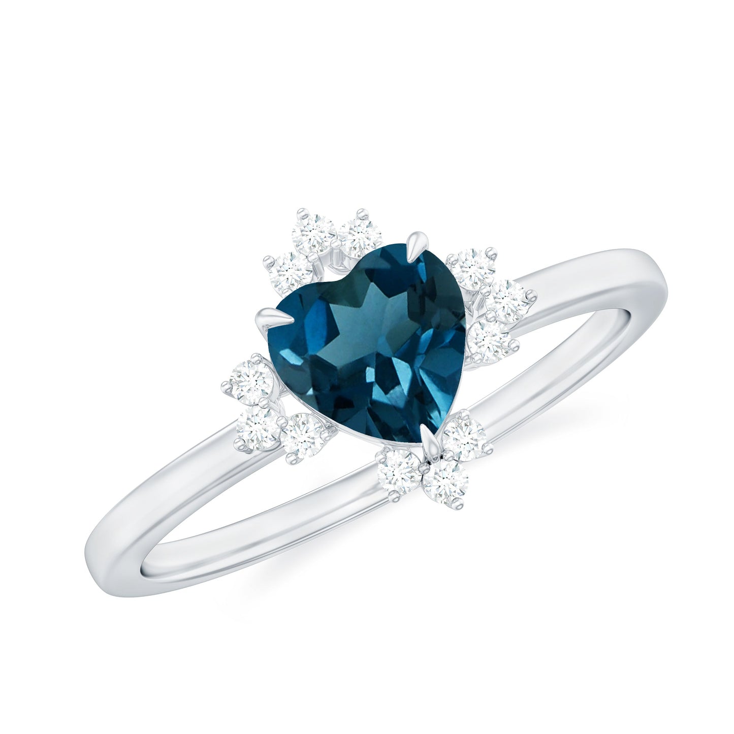 2 Carat Heart London Blue Topaz Engagement Ring with Diamond