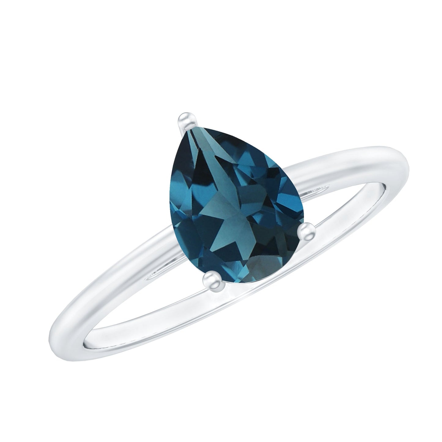 1 Carat Pear Shape London Blue Topaz Single Stone Engagement Ring