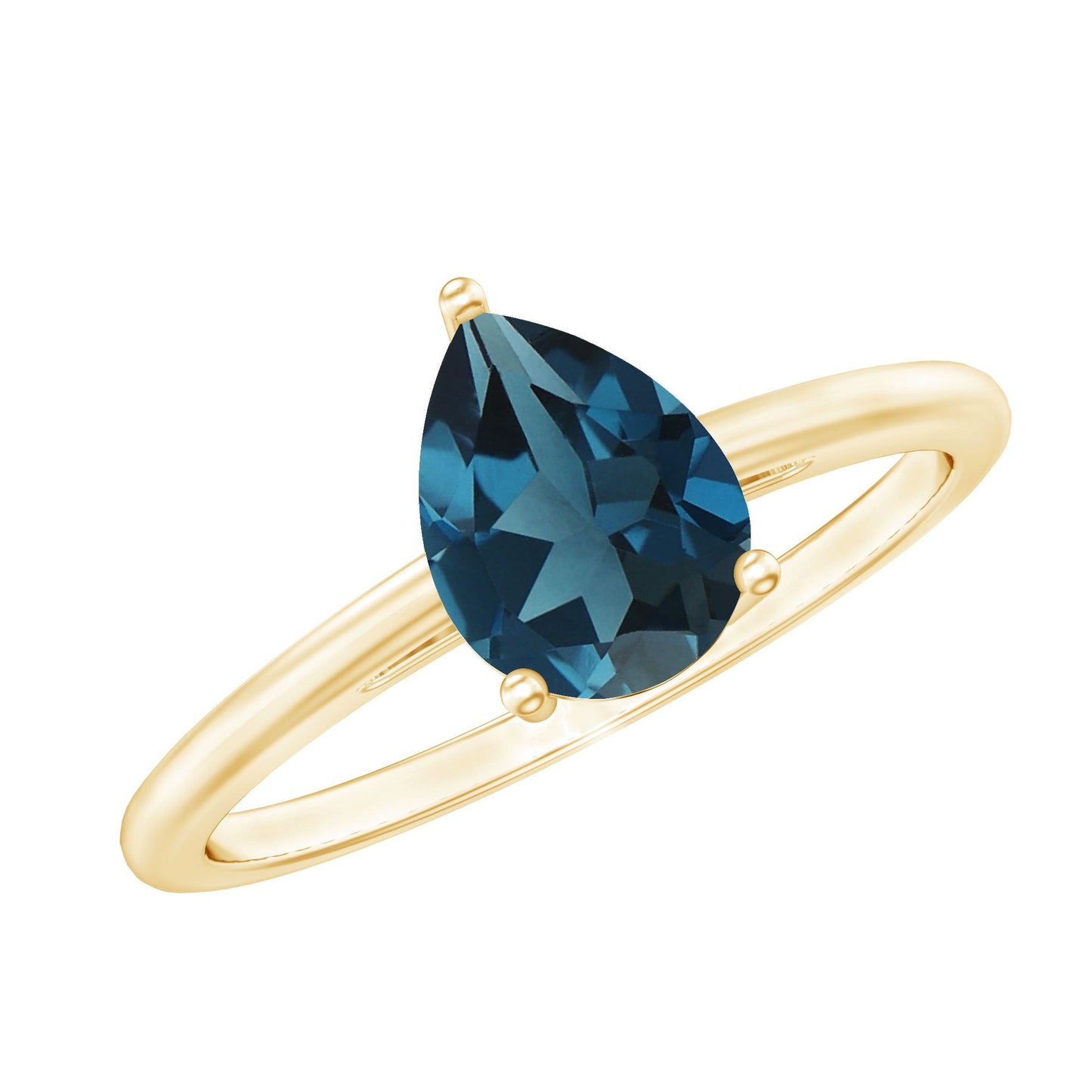 1 Carat Pear Shape London Blue Topaz Single Stone Engagement Ring