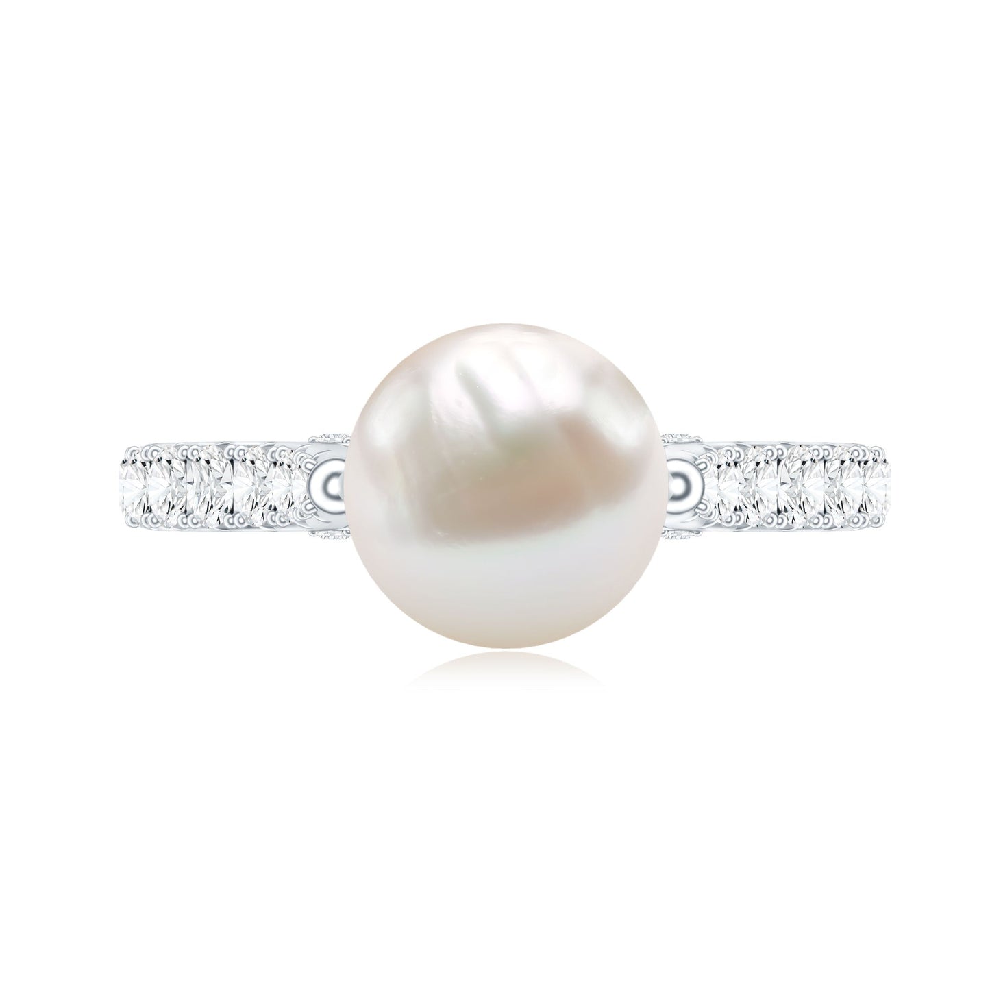 Cultured 7.4 Carat Freshwater Pearl Engagement Ring with Diamond