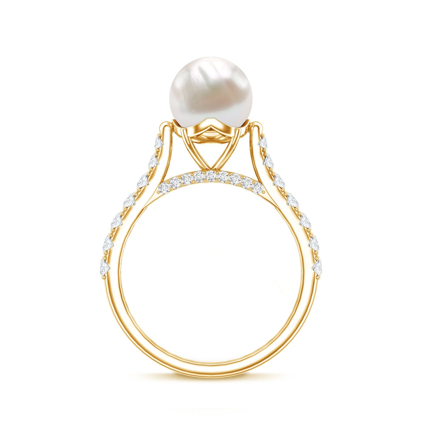 Cultured 7.4 Carat Freshwater Pearl Engagement Ring with Diamond