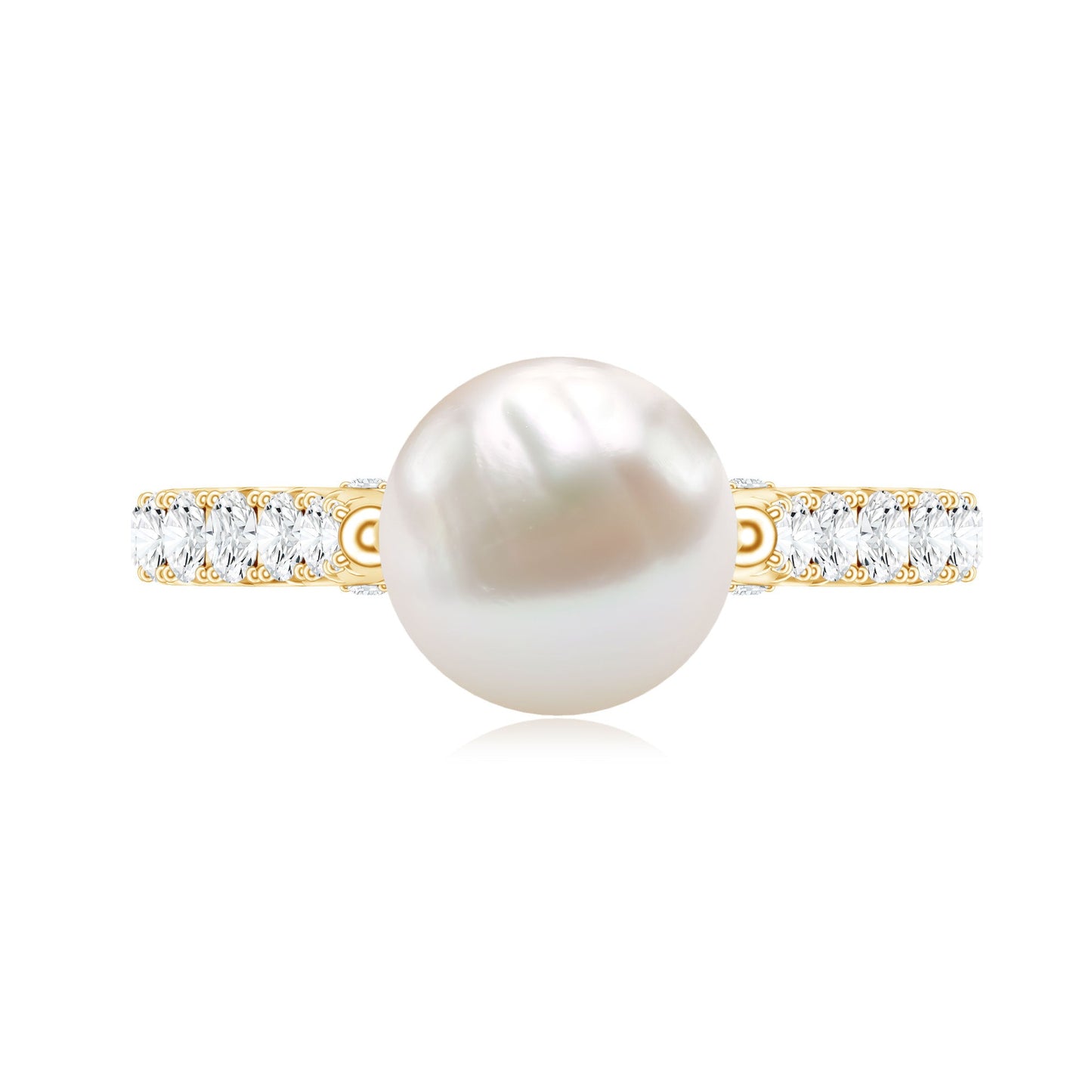 Cultured 7.4 Carat Freshwater Pearl Engagement Ring with Diamond
