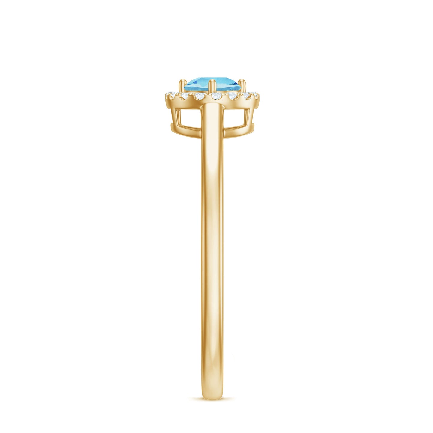 Genuine Aquamarine Promise Ring with Diamond Halo