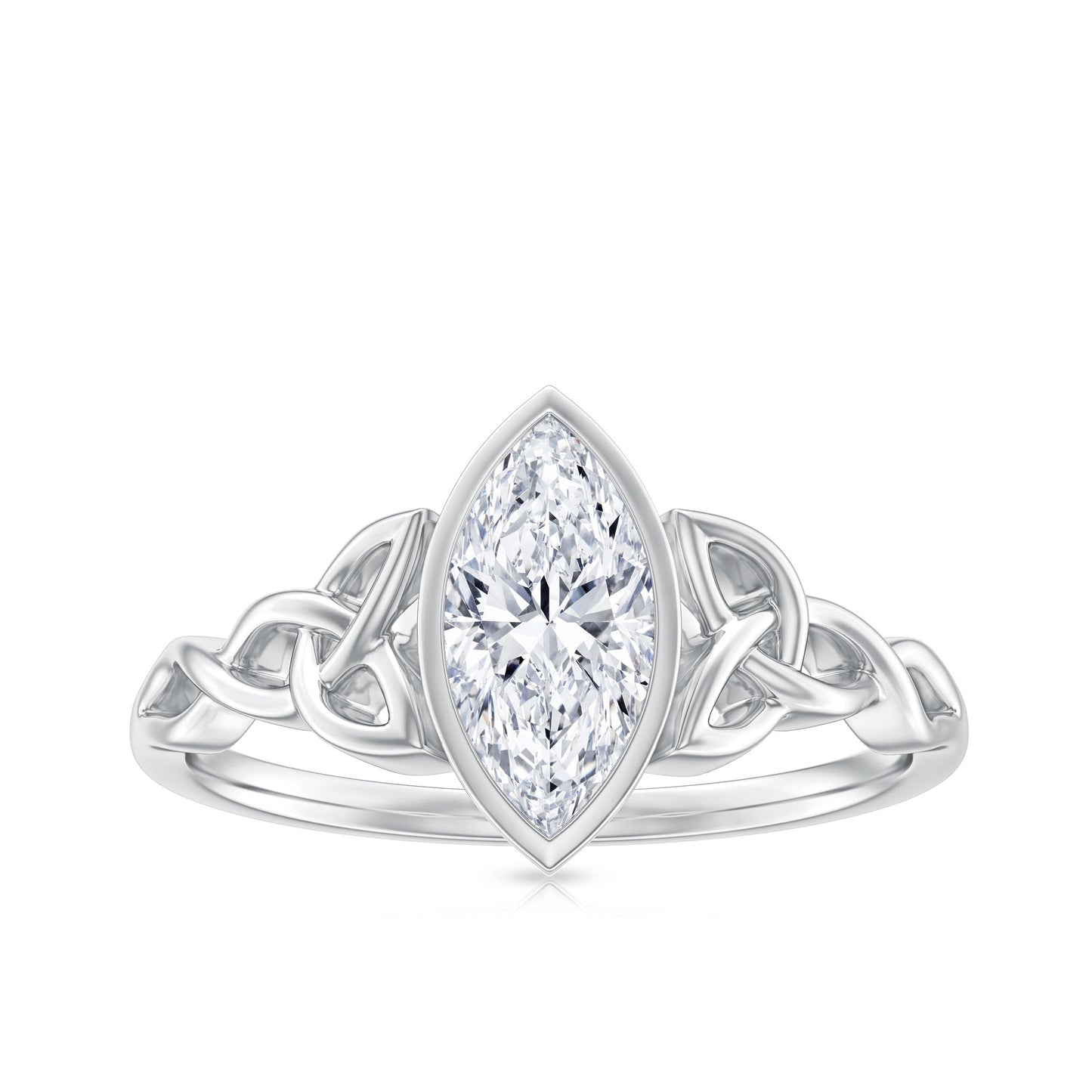 Moissanite 1 Carat Marquise Cut Engagement Ring in Bezel Setting