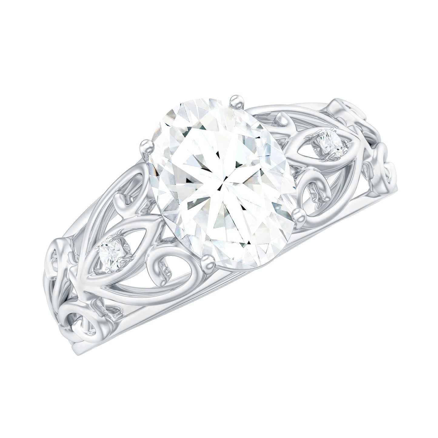 1.2 Carat Oval Cut Vintage Inspired Moissanite Filigree Engagement Ring