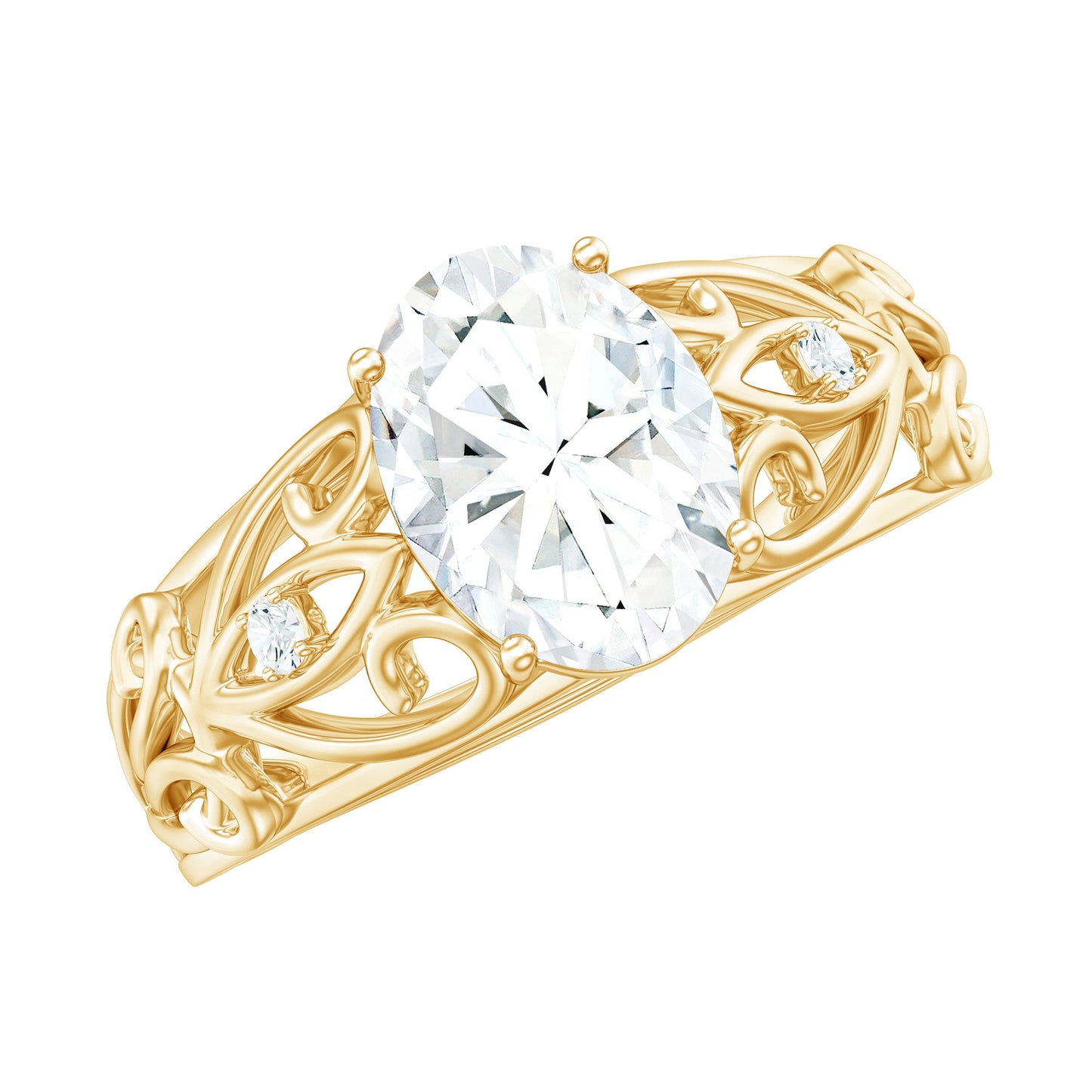 1.2 Carat Oval Cut Vintage Inspired Moissanite Filigree Engagement Ring