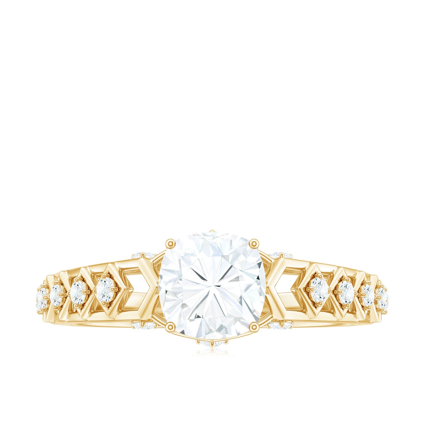 1.7 Carat Cushion Cut Certified Moissanite Solitaire Engagement Ring