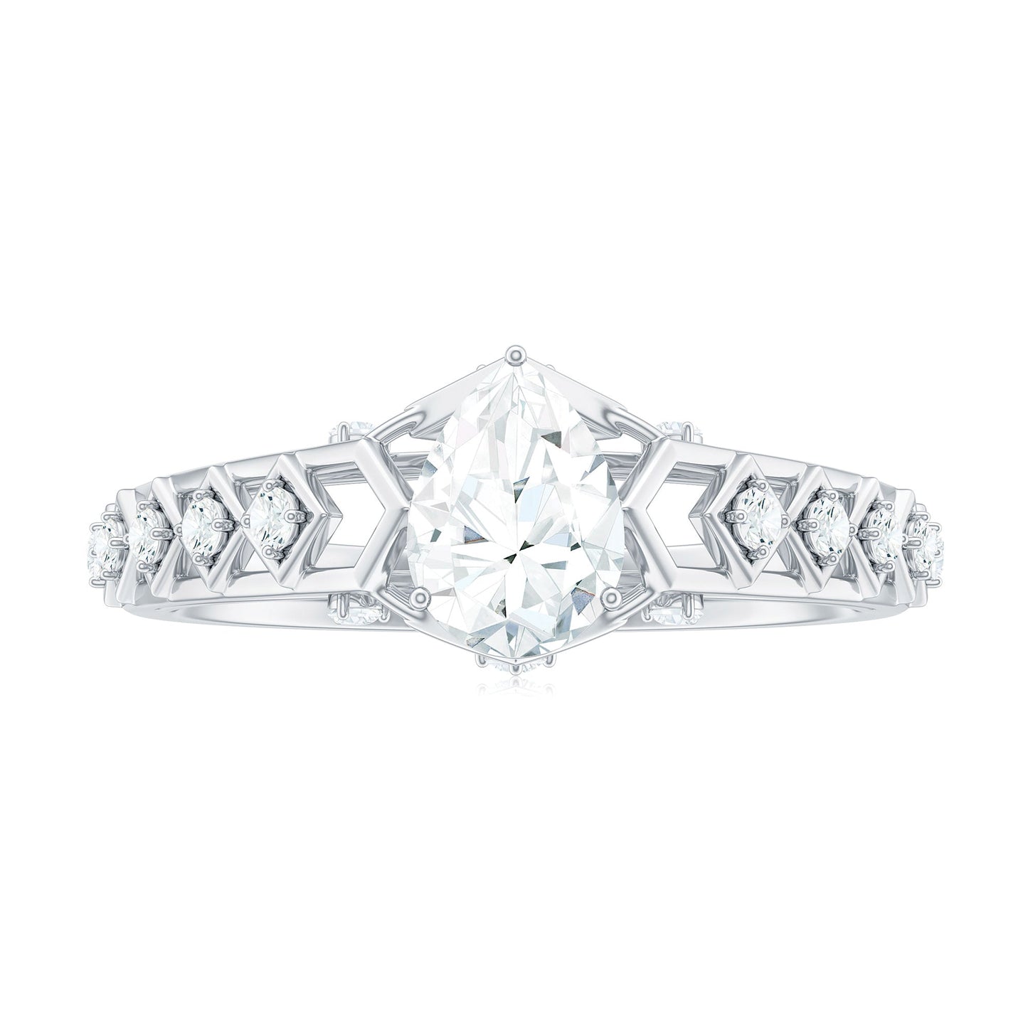 Art Deco Inspired Brilliant Cut Moissanite Solitaire Engagement Ring