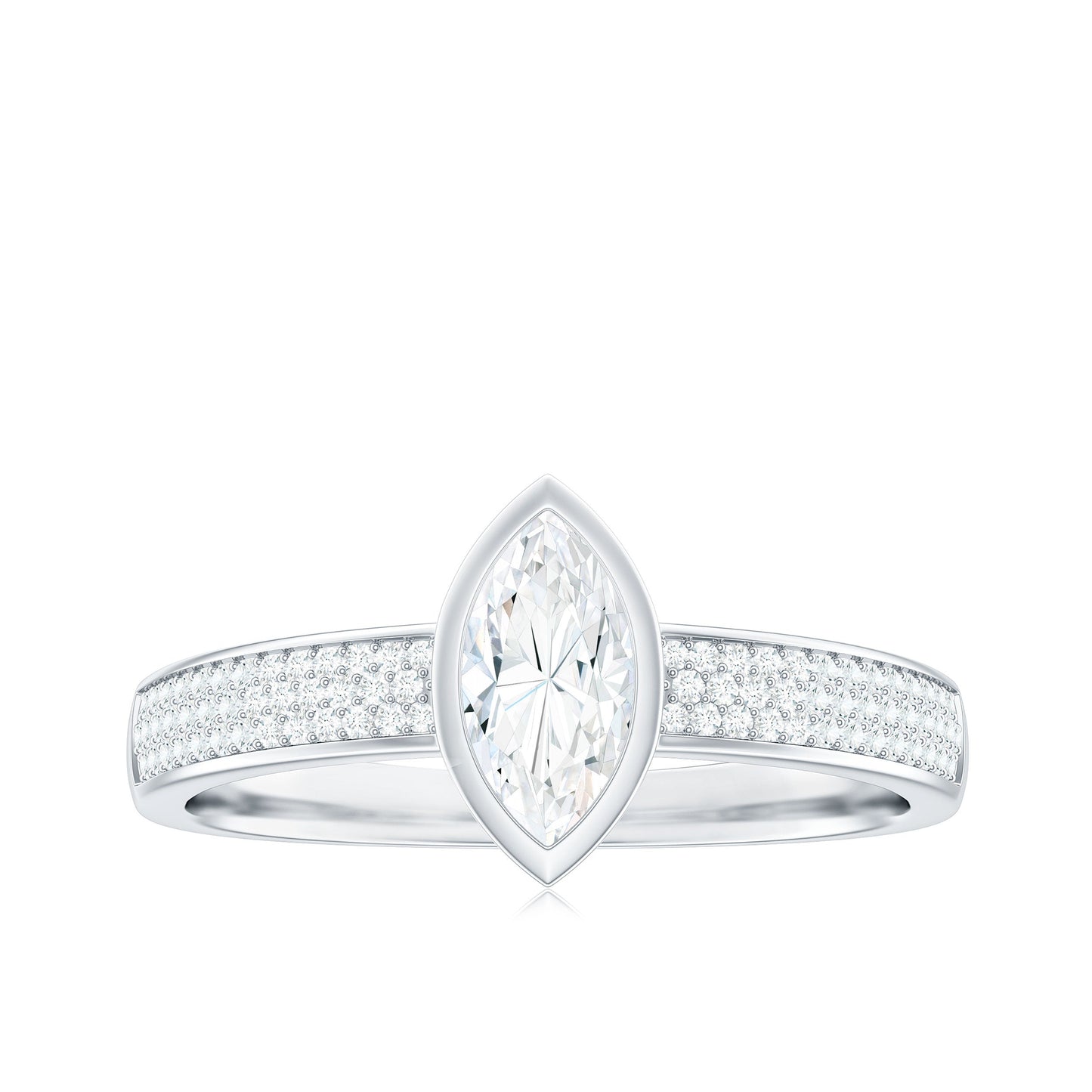 0.7 Carat Marquise Cut Moissanite Engagement Ring in Bezel Setting