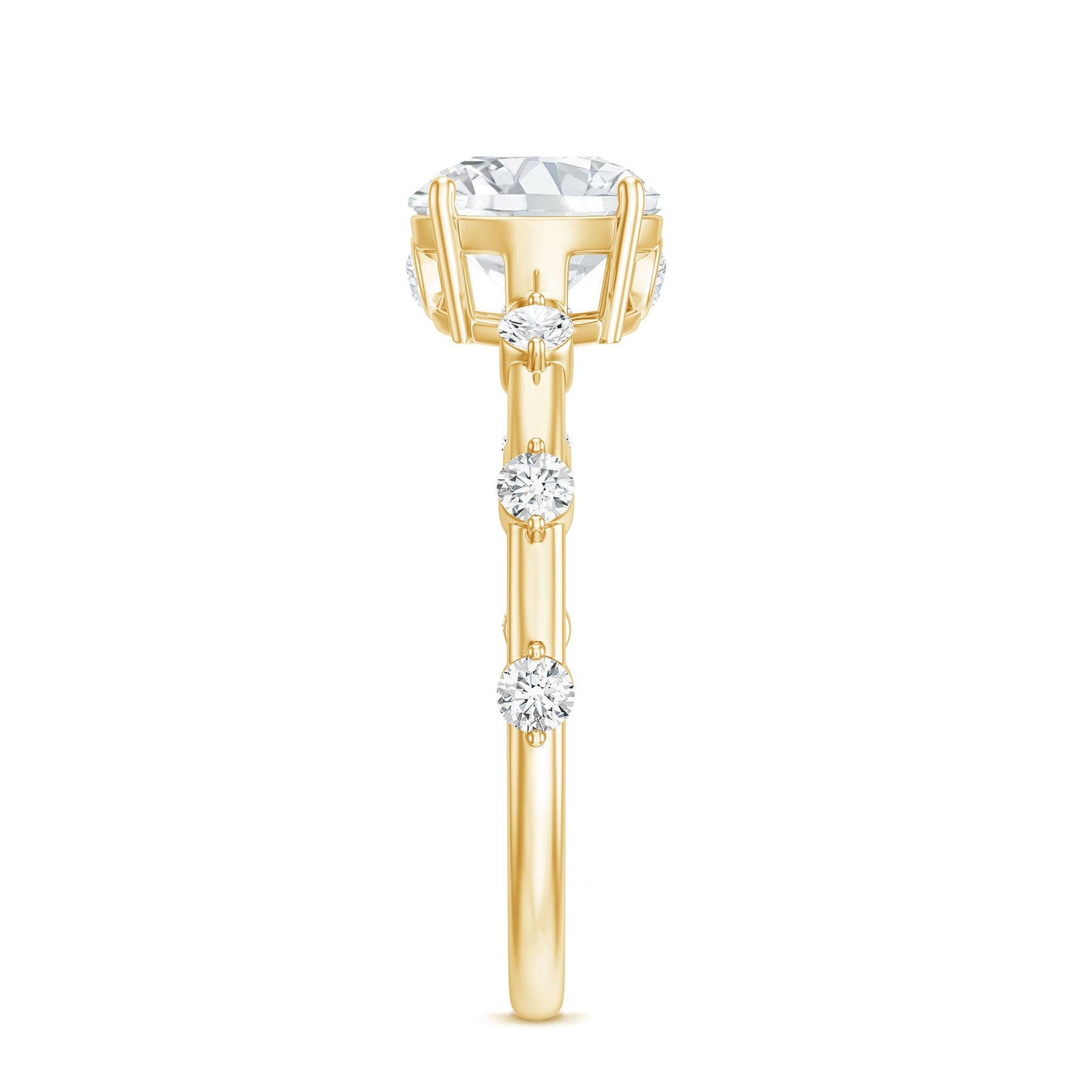 Certified Round Shape Moissanite Solitaire Engagement Ring